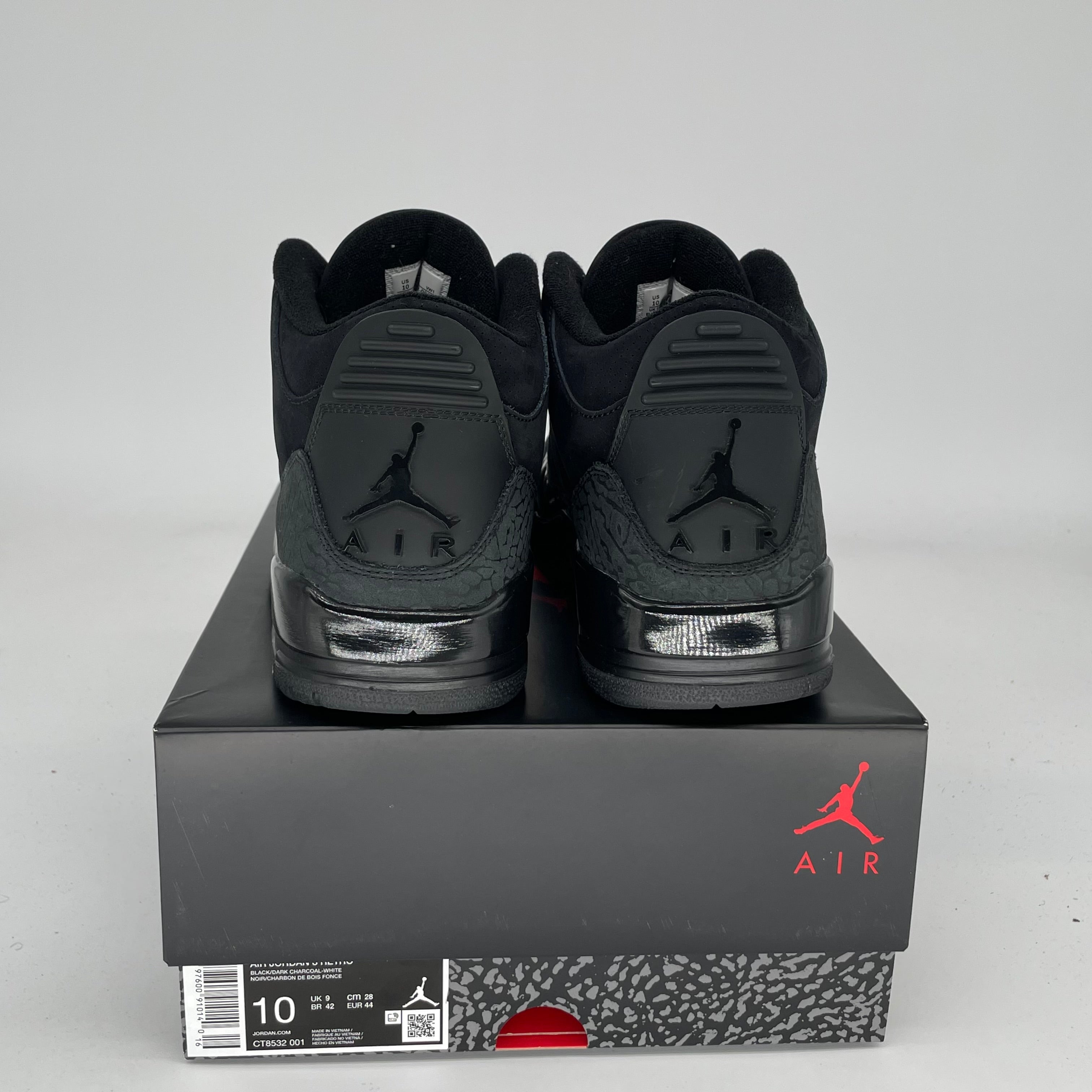 AIR JORDAN 3 Retro Black Cat Men's Basketball Shoes Size 10 - Style CT8532-001 | Authentic Sneakers for Streetwear & Basketball Games