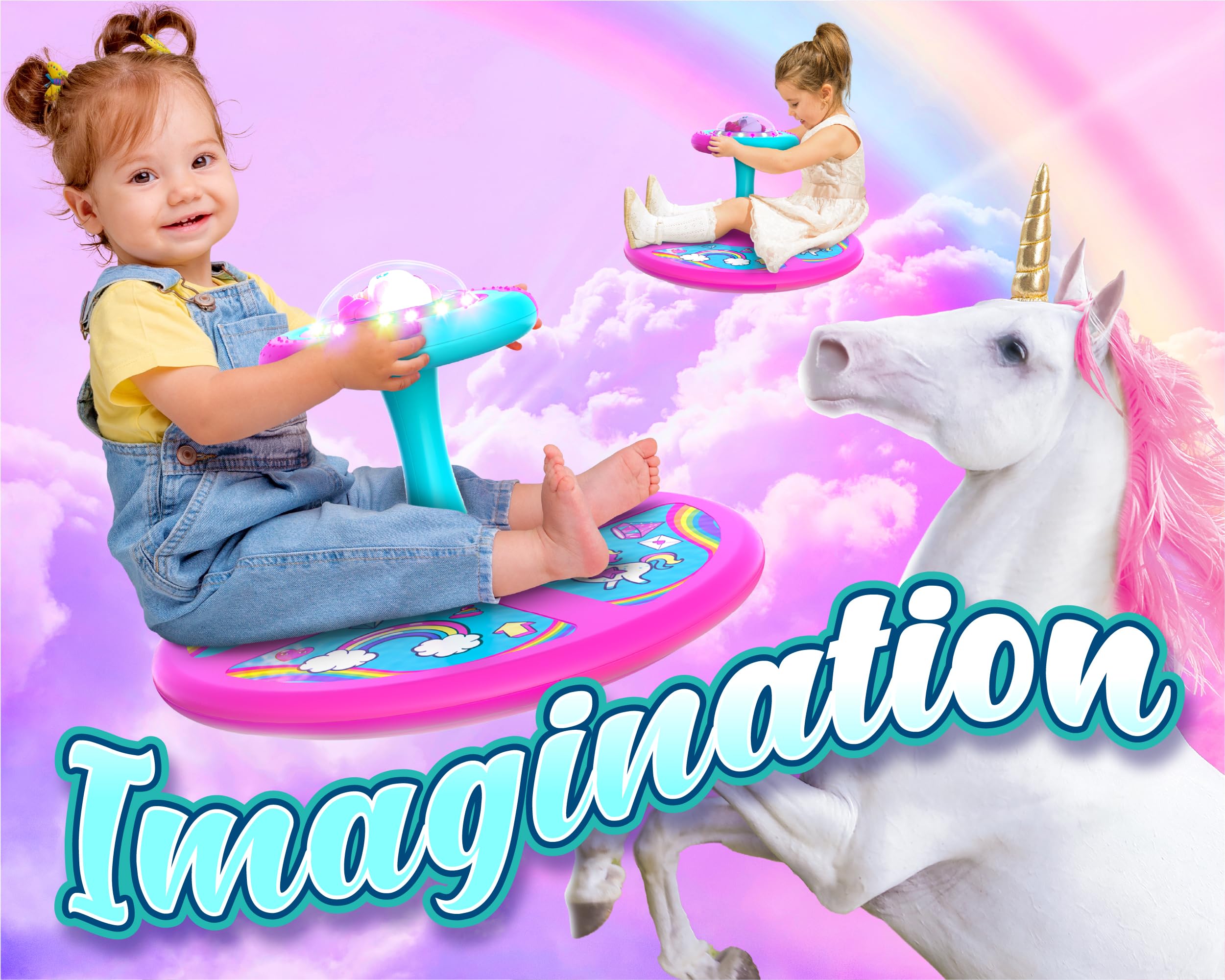 LED Light-Up Unicorn Twister Toy - 360° Spin & Music for Toddlers Age 2-4 | Indoor/Outdoor Birthday & Christmas Gift for Boys & Girls 18+ Months - Perfect for Playtime, Parties & Preschool Activities
