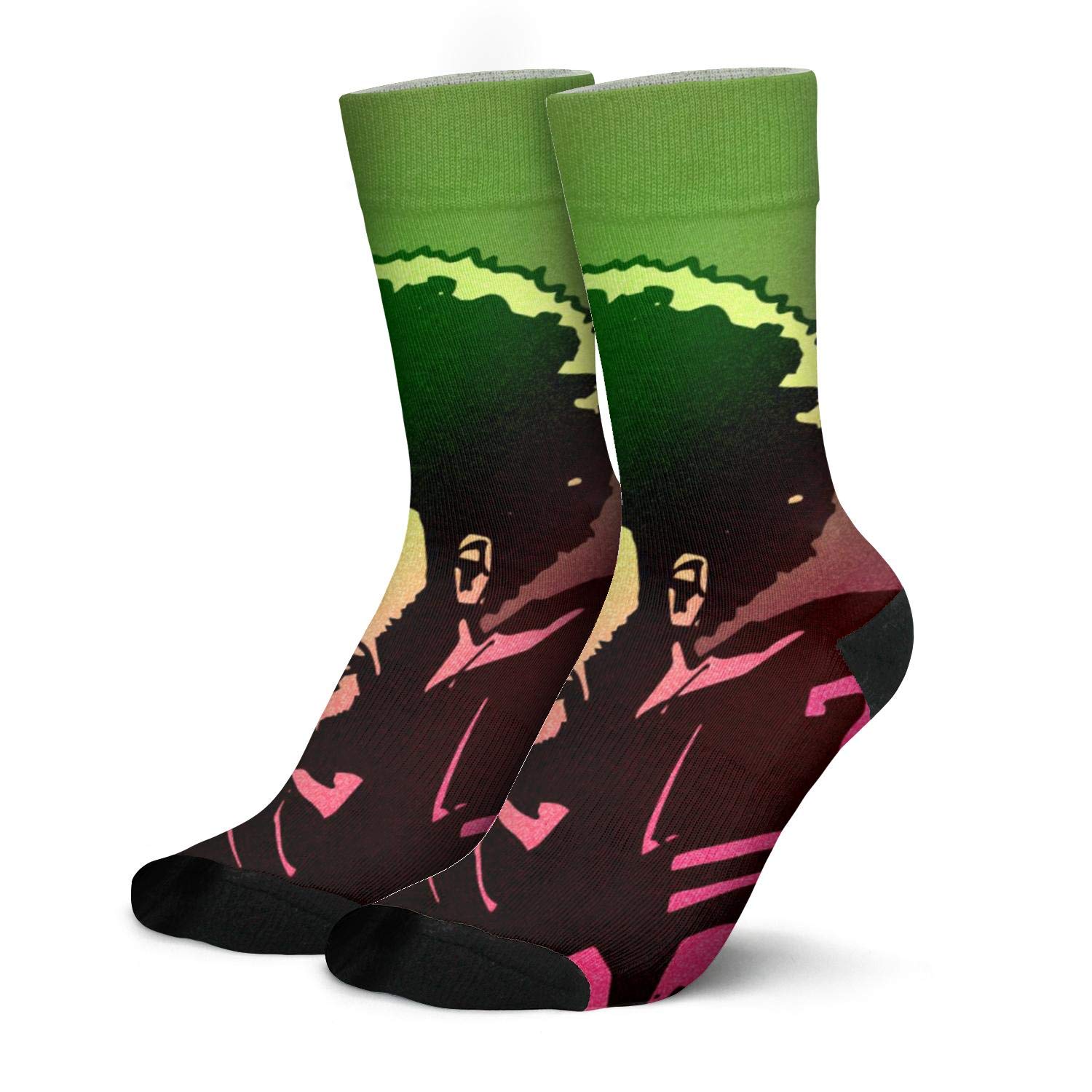 Men's Soccer Socks - Colin Kaepernick Inspired Green & Pink Joe Cool Design - Soft Crew Boot Socks for Sports & Casual Wear - Perfect for Football, Training & Everyday Comfort