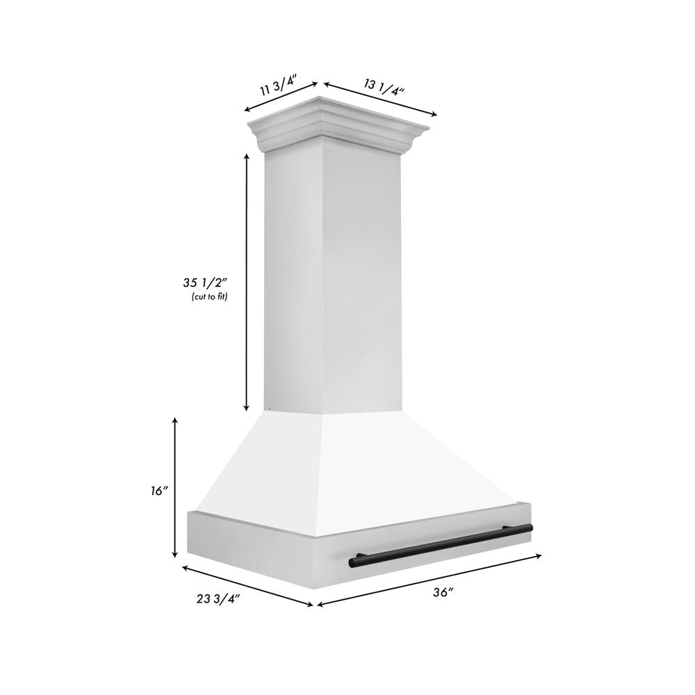 ZLINE Autograph Edition 36-inch Stainless Steel Dual Fuel Range with White Matte Door & Matte Black Range Hood - Professional Kitchen Package for Home Chefs | Perfect for Modern Kitchens & Gourmet Cooking