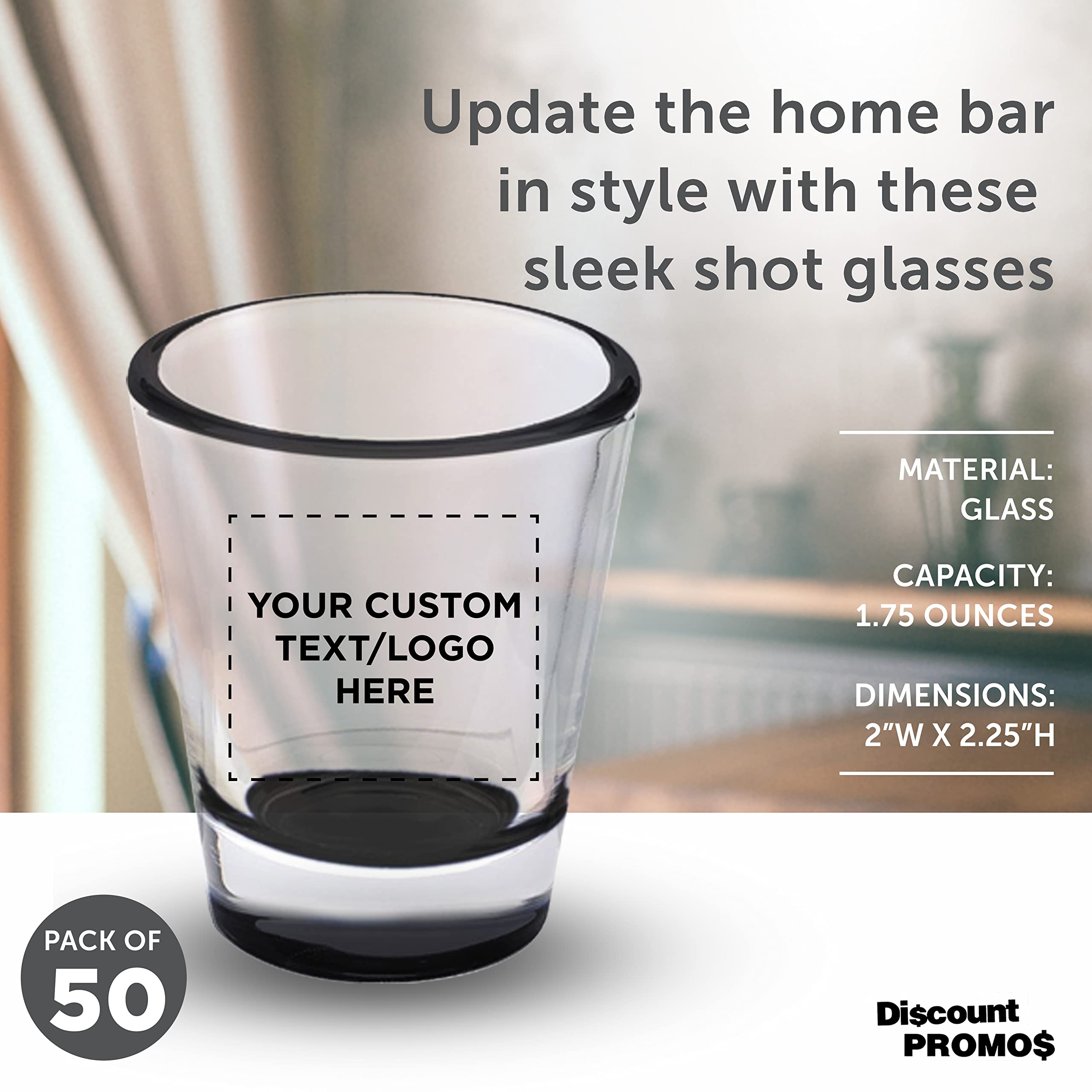 Custom Shot Glasses 1.75 oz (50-Pack) - Personalized Bulk Barware for Weddings, Bachelorette Parties & Events - Black Color Bottom - Perfect for Cocktail Hours, Bridal Showers & Themed Celebrations