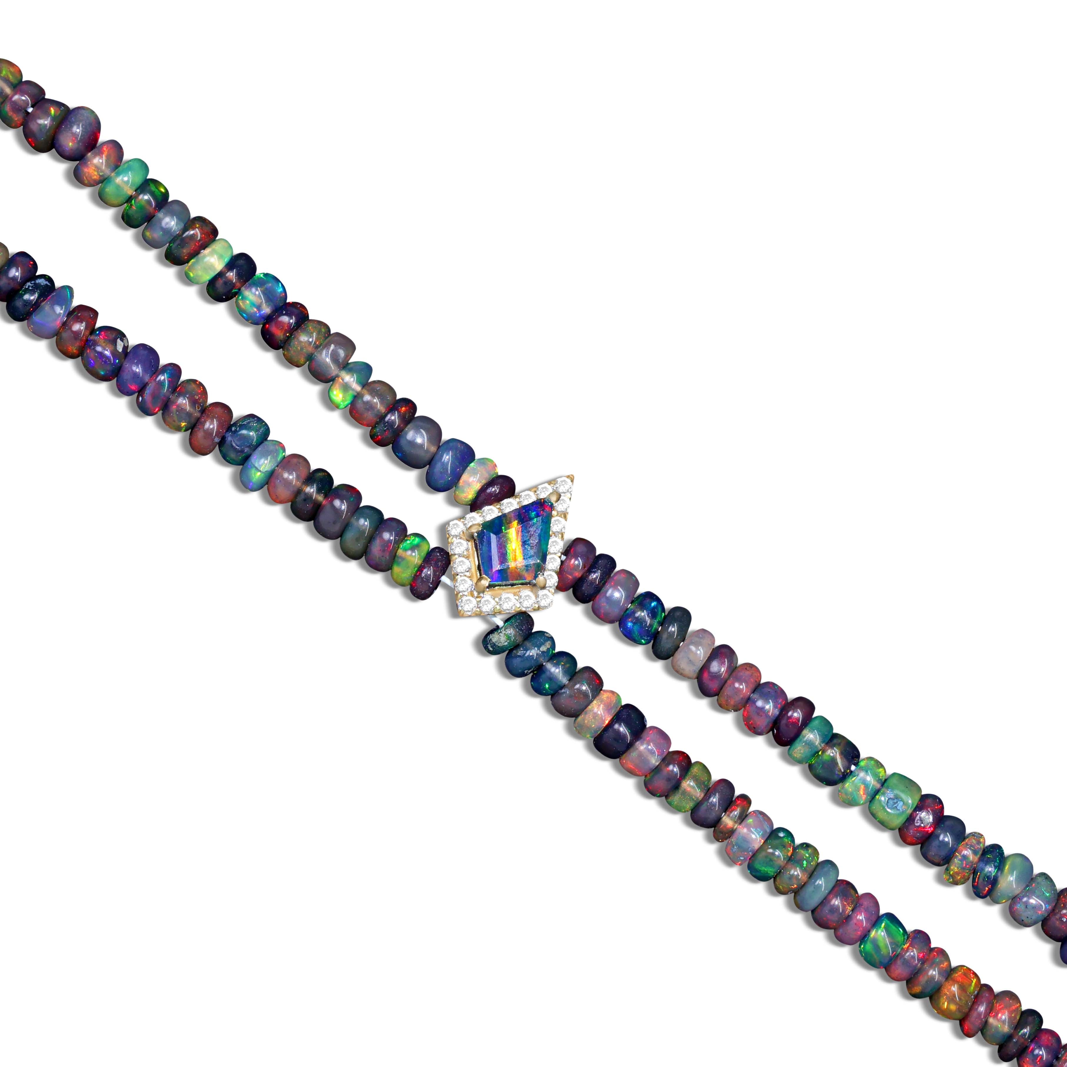 Natural Black Opal Two-Strand Kite Charm Beaded Bracelet for Women | Handmade Boho Jewelry | Perfect for Gifts, Parties & Everyday Wear