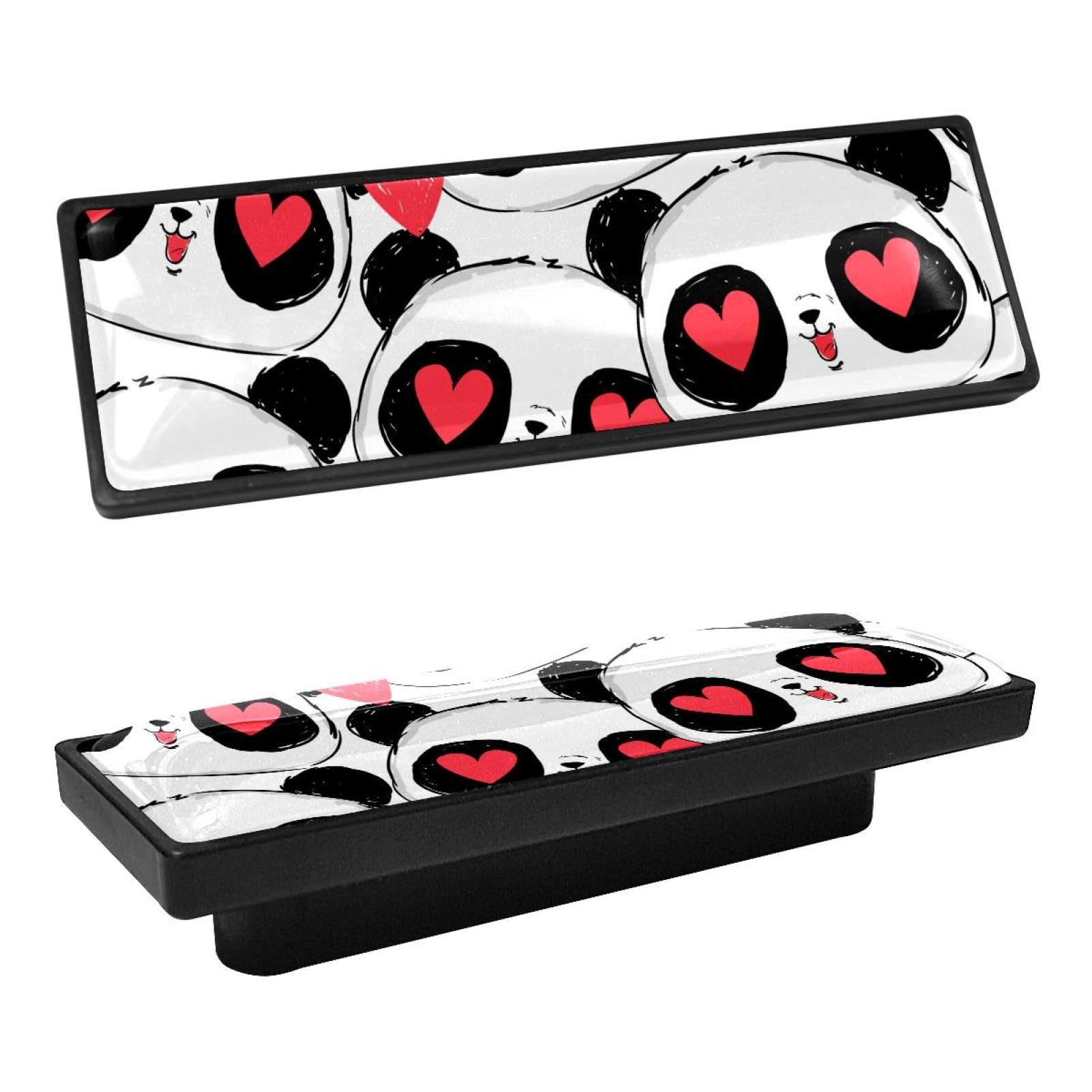 4Pcs Rectangle Cabinet Handles - Panda Animal Design Kitchen Cabinet Knobs & Drawer Pulls - Durable Metal Hardware for Home Decor, DIY Furniture, Cabinets and Drawers
