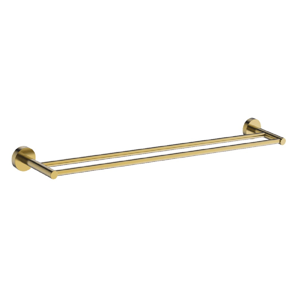 Premium Double Towel Rail 30 Inch Brushed Brass - Heavy Duty Bathroom Towel Holder for Spa, Hotel, and Home Decor - Wall Mounted Drying Rack for Hand Towels and Washcloths