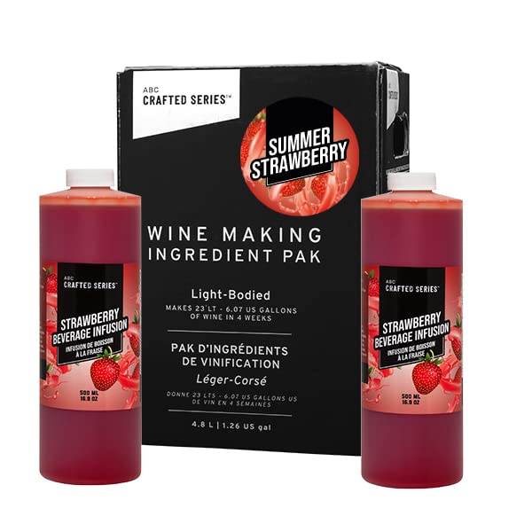 ABC Premium DIY Fruit Wine Making Kit - Complete Home Brewing Set for 6 Gallons (30 Bottles) of Strawberry Wine | Perfect for Summer Parties, Gifts & Homemade Wine Enthusiasts