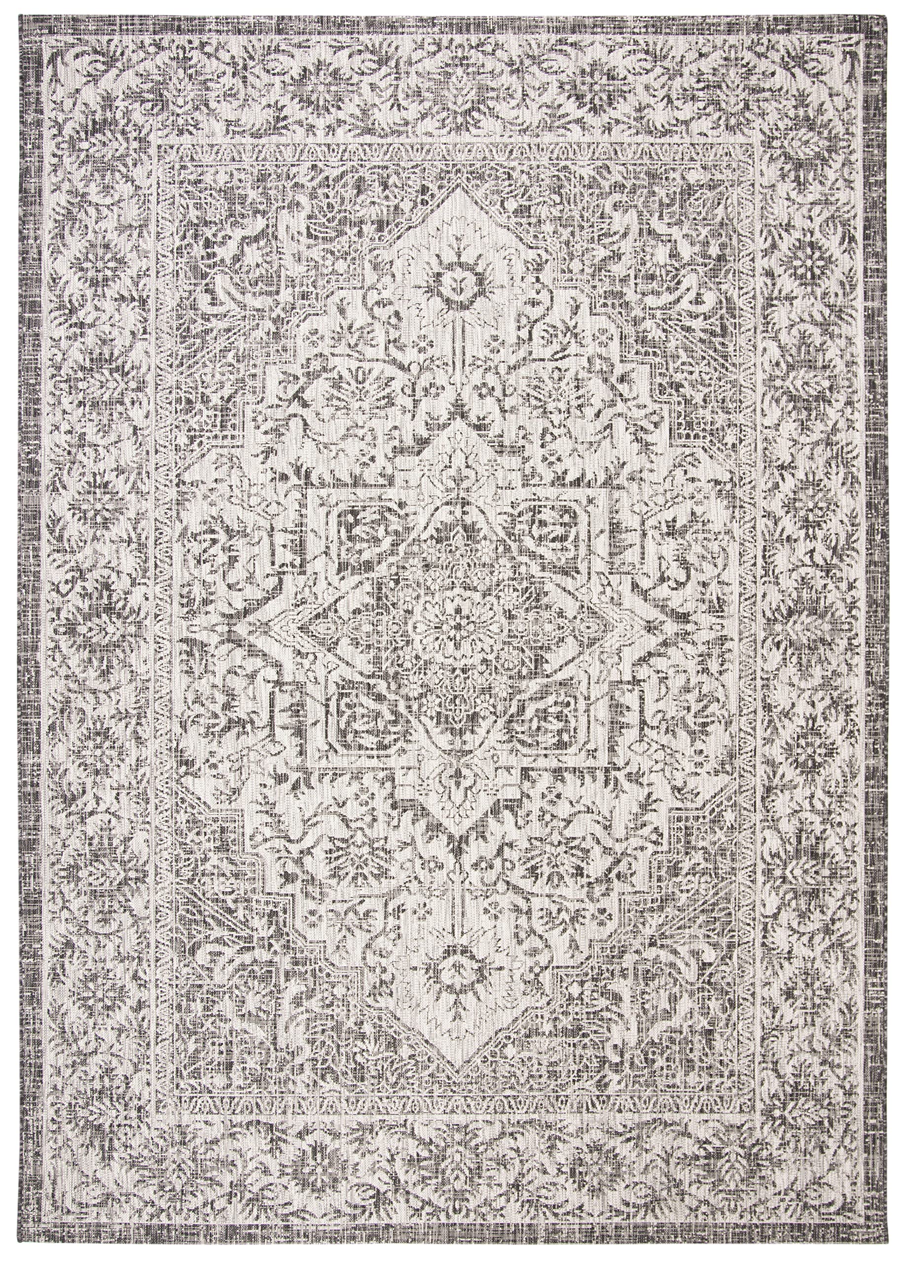 SAFAVIEH Courtyard Collection 8' x 11' Slate Grey Indoor Outdoor Waterproof Rug - Easy to Clean, Stain Resistant Area Carpet for Patio, Backyard, Mudroom, Deck & Poolside (CY8763)