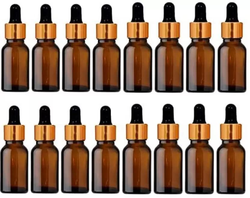 Amber Glass Empty Bottles with Golden Black Glass Droppers - 15ml Essential Oil Dropper Bottles for Aromatherapy, DIY Beauty, Tinctures & Herbal Remedies (6-Pack) - Perfect for Travel, Home Use & Gift Giving