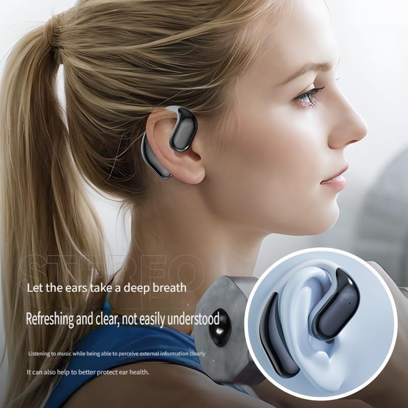 New M65 Bluetooth Headset - Wireless Open-Ear Bone Conduction Headphones with 30H Ultra-Long Battery Life, Comfortable Non-In-Ear Design for Sleeping, Driving, Hiking & Cycling (Black) | Perfect for Workouts, Office Calls & Outdoor Adventures