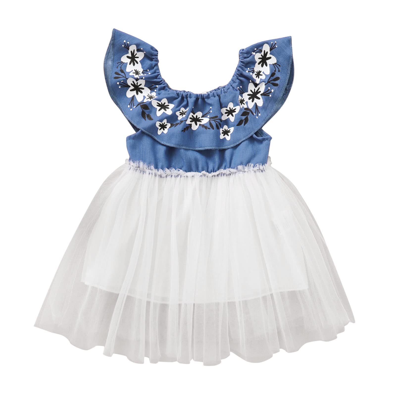 Floral Embroidered Cowboy Dress for Toddler Girls - Sleeveless Princess Outfit for 5 Year Olds | Western Party, Photo Shoot & Special Occasion Wear