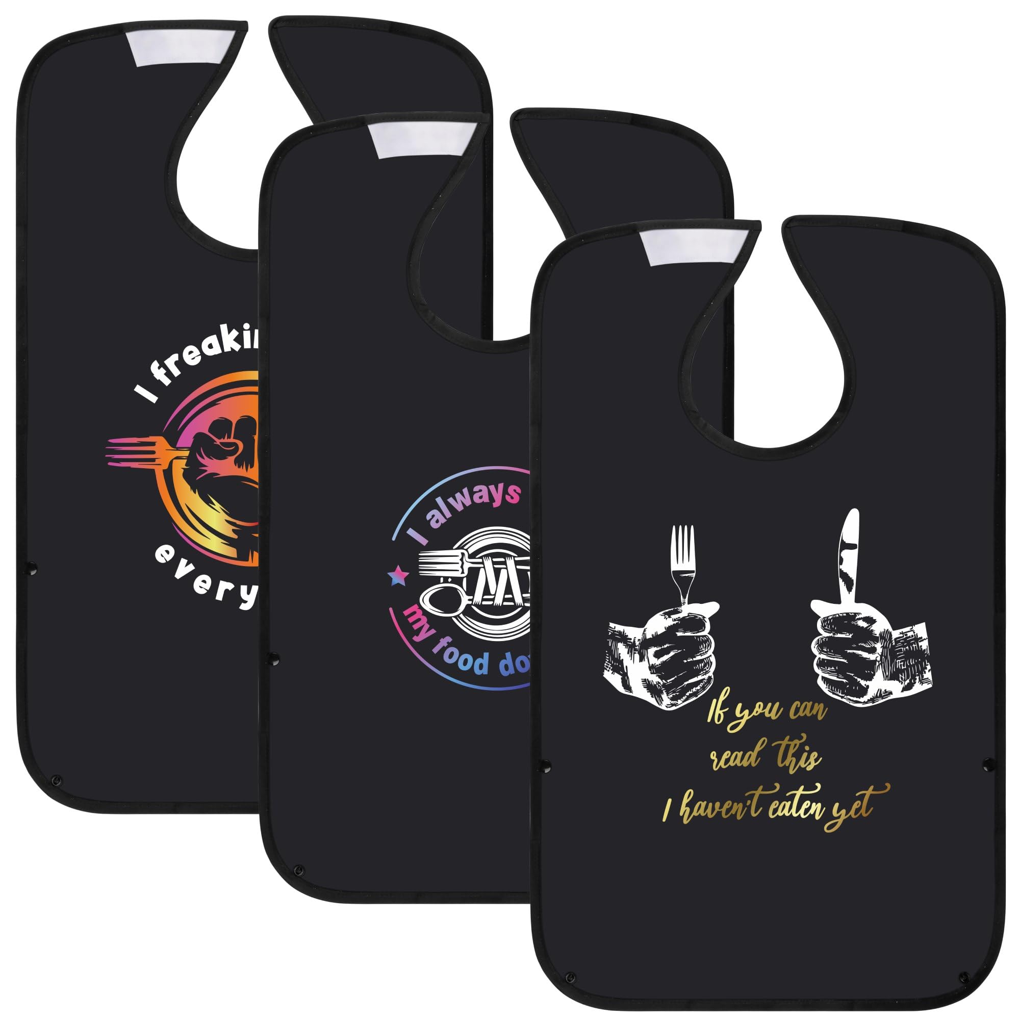 **3 Pack Reusable Waterproof Adult Bibs with Crumb Catcher - Washable Large Feeding Bib for Seniors & Adults - Perfect for Mealtime, Dining Out & Assisted Care**