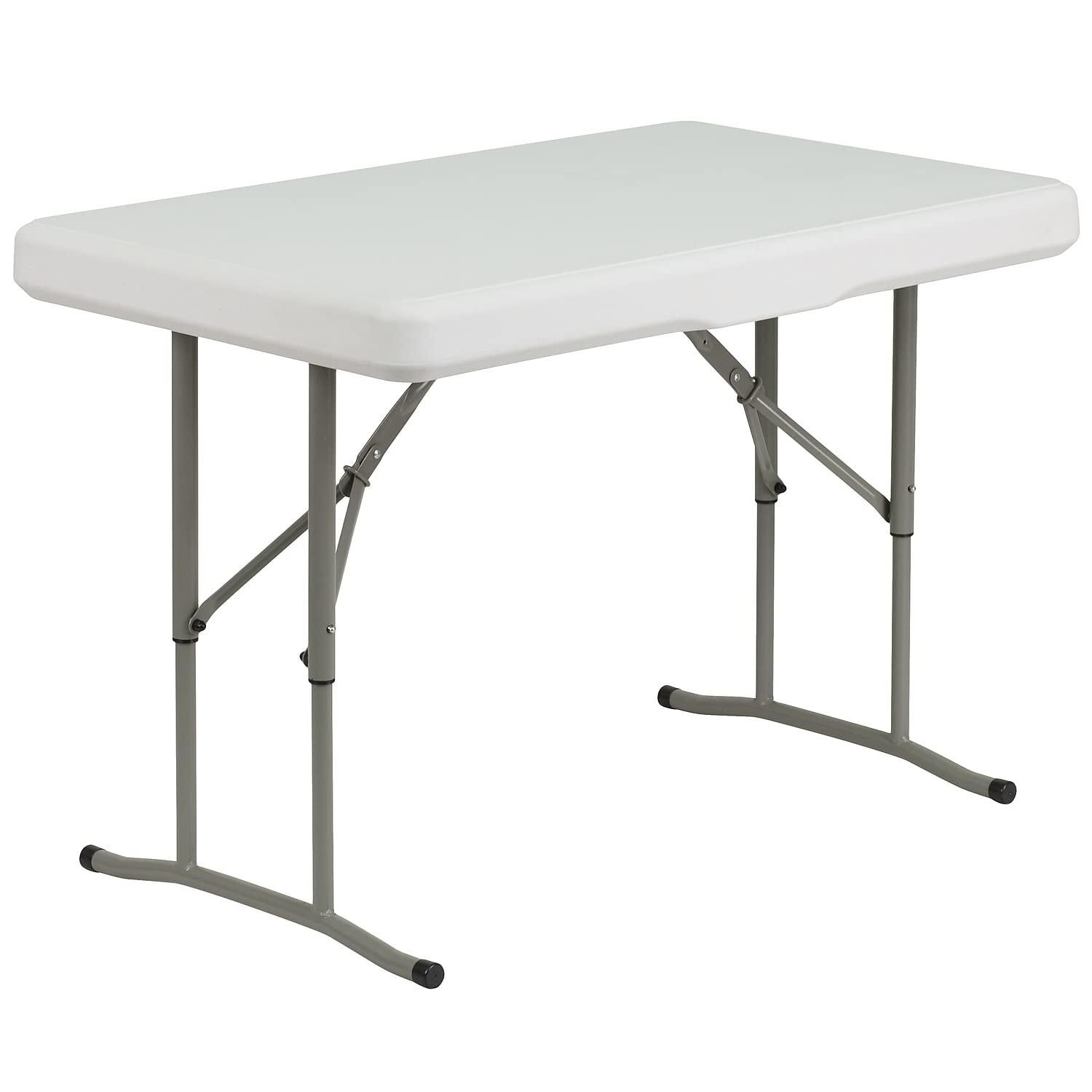 Flash Furniture Rowan 3-Piece Portable Plastic Folding Bench and Table Set - Granite White | Indoor/Outdoor Patio, Picnic, Camping & Backyard Furniture Set
