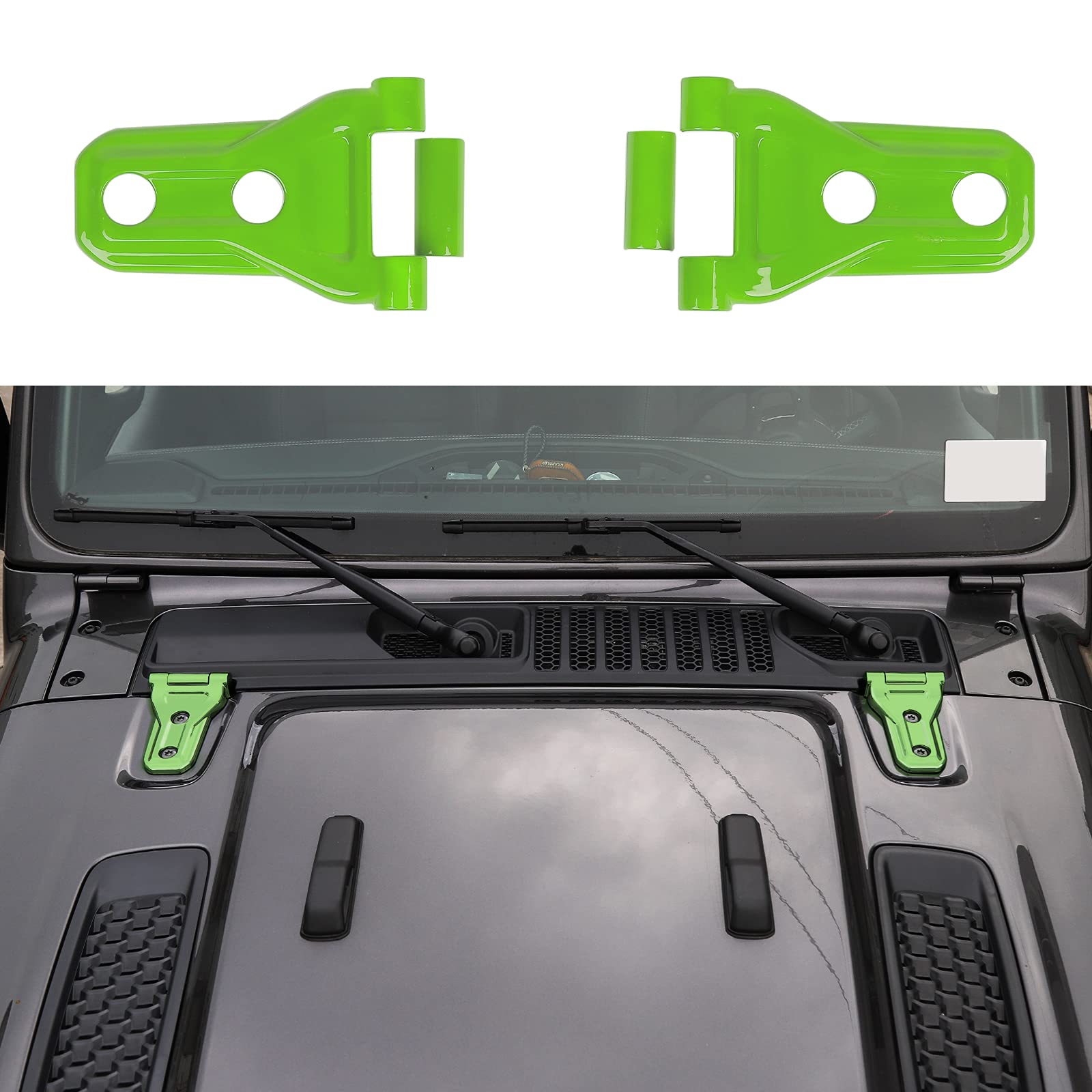 RT-TCZ Hood Hinge Cover - Exterior Decoration Accessories for 2018-2023 Jeep Wrangler JL JLU & Gladiator JT (Light Green) - Upgrade Your Off-Road Vehicle Style for Adventure & Daily Driving