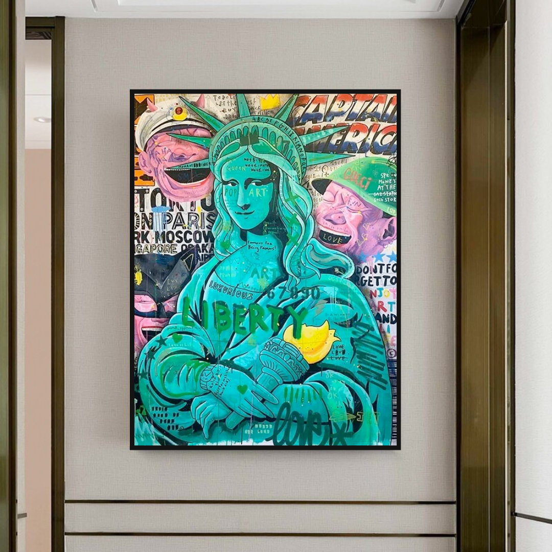 Graffiti Art Statue of Liberty Canvas Wall Art - Urban Decor for Living Room, Bedroom & Office | American Freedom Themed Wall Painting