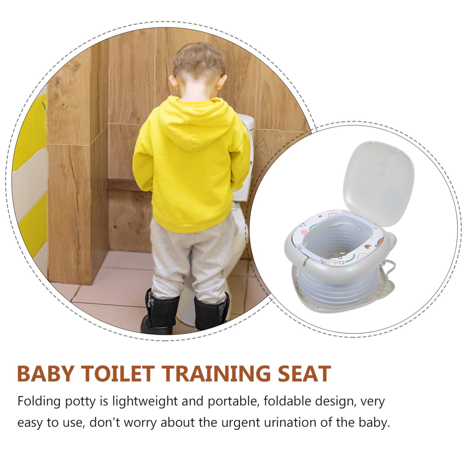 BIUDECO Portable Kids Potty Training Toilet - Light Grey Plastic Travel Potty for Toddlers - Perfect for Home, Travel, and Outdoor Use
