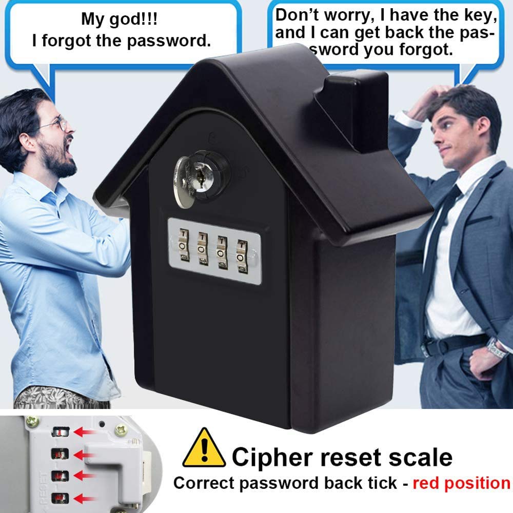 4-Digit Combination Key Lock Box Wall Mount - Zinc Alloy Weatherproof Key Storage Safe for Outdoor & Indoor Use | Resettable Code with Mounting Kit | Perfect for House Spare Keys, Vacation Rentals, Airbnb Hosts & Property Management