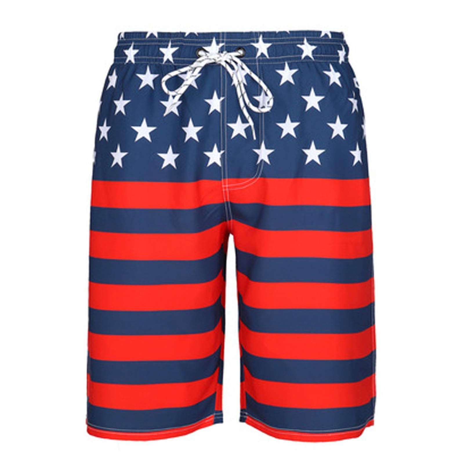 American Flag Print Men's Beach Shorts - Patriotic Swim Trunks for Independence Day & Summer Vacations | Perfect for Pool Parties, BBQs, and 4th of July Celebrations