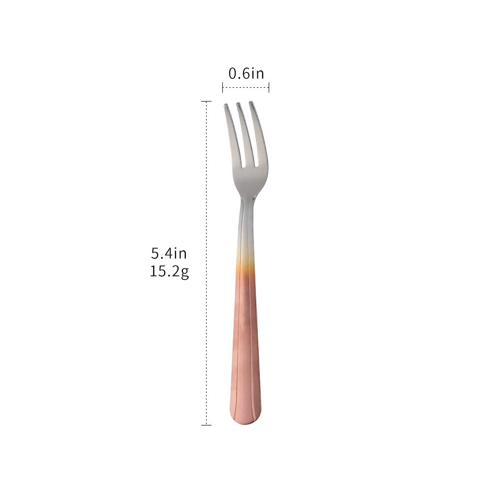 12-Piece Cocktail Cake Fork Set - Stainless Steel Appetizer & Oyster Forks in Rose Gold Gradient - Perfect for Parties, Weddings & Fine Dining