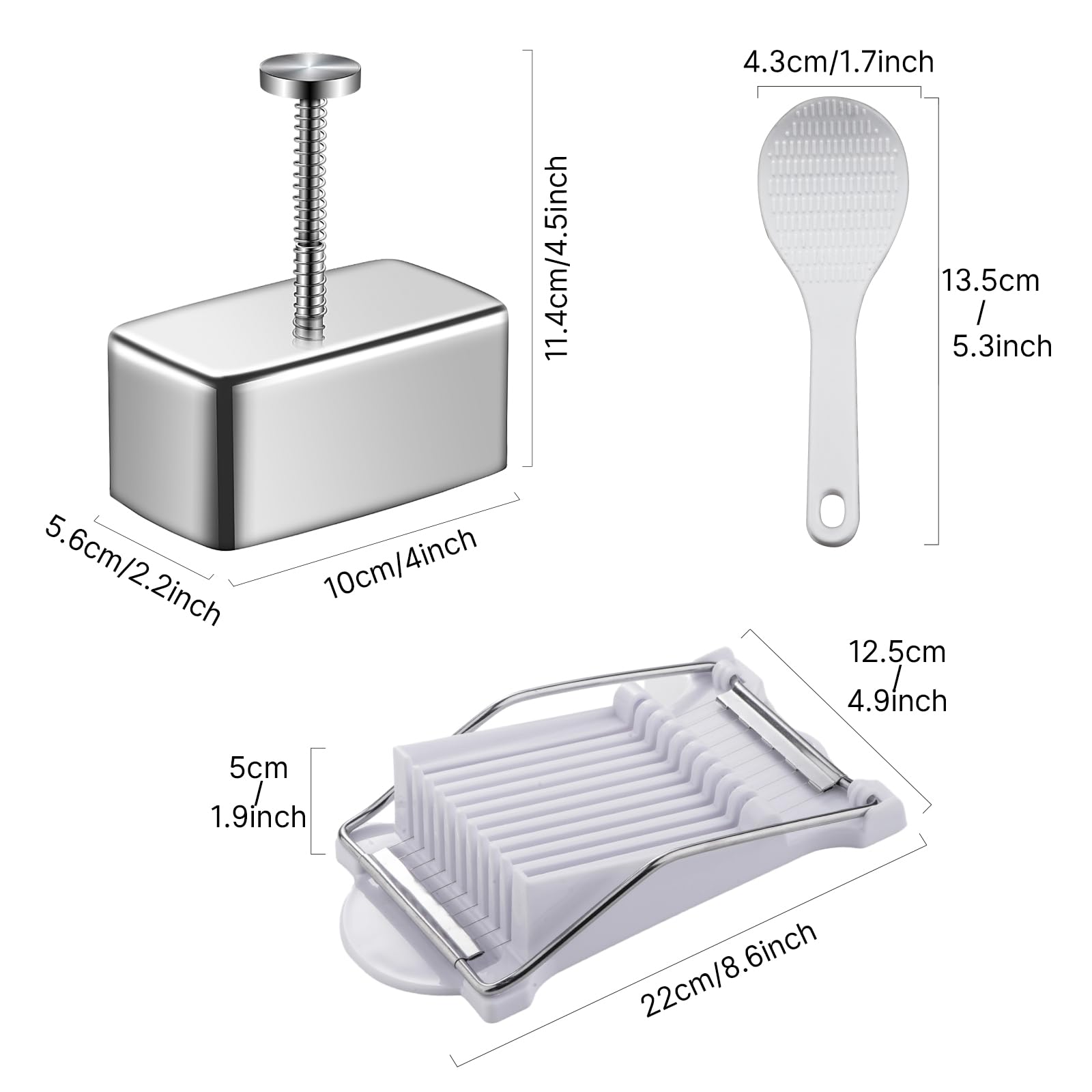 Premium Spam Musubi Mold Kit - Stainless Steel Onigiri Maker with Spam Slicer - Perfect for Hawaiian Sushi, Bento Box & Party Snacks - Great for Home Cooking, Picnics & Asian Cuisine Lovers