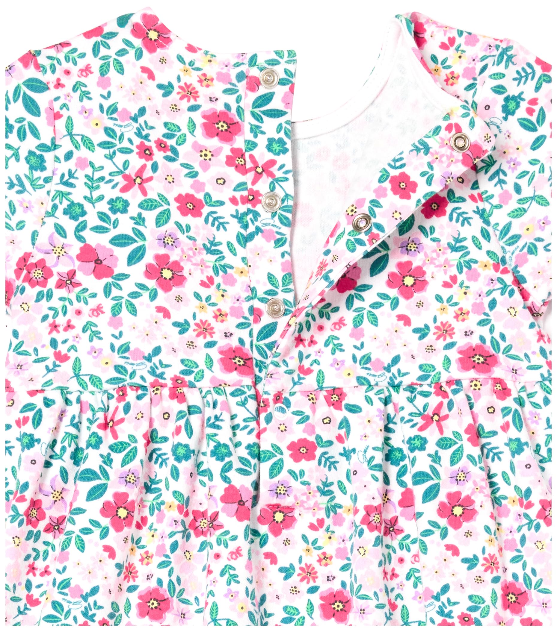 GUESS Baby Girls Organic Cotton Floral Print Bodysuit Dress - Soft & Comfortable Outfit for Playdates, Parties & Everyday Wear
