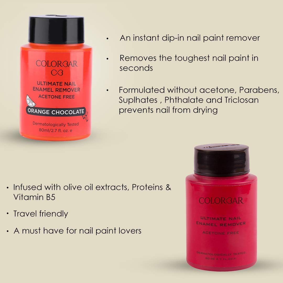 Colorbar Ultimate Nail Enamel Remover - Dark Chocolate 80ml | Paraben Free | Protein & Vitamin B5 Enriched | Olive Oil Extract | Strengthens & Moisturizes Nails | Perfect for At-Home Manicures & Nail Care Routines