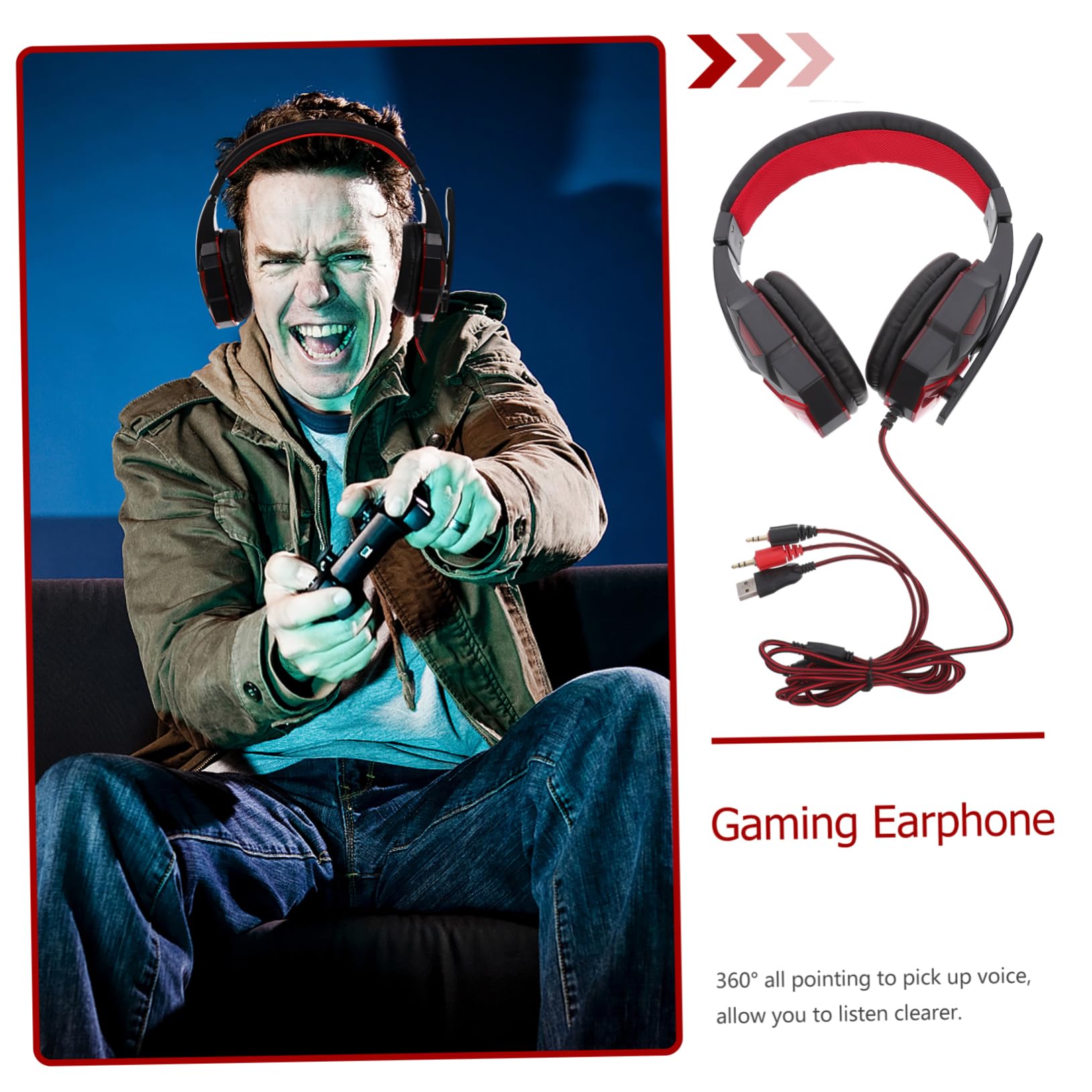 RORPOIR Wired Gaming Headset with Microphone - Over-Ear Noise Cancelling Headphones, Comfortable Protein Ear Cushions & Easy Volume Control - Perfect for PC, PS4, Xbox Gaming & Online Classes