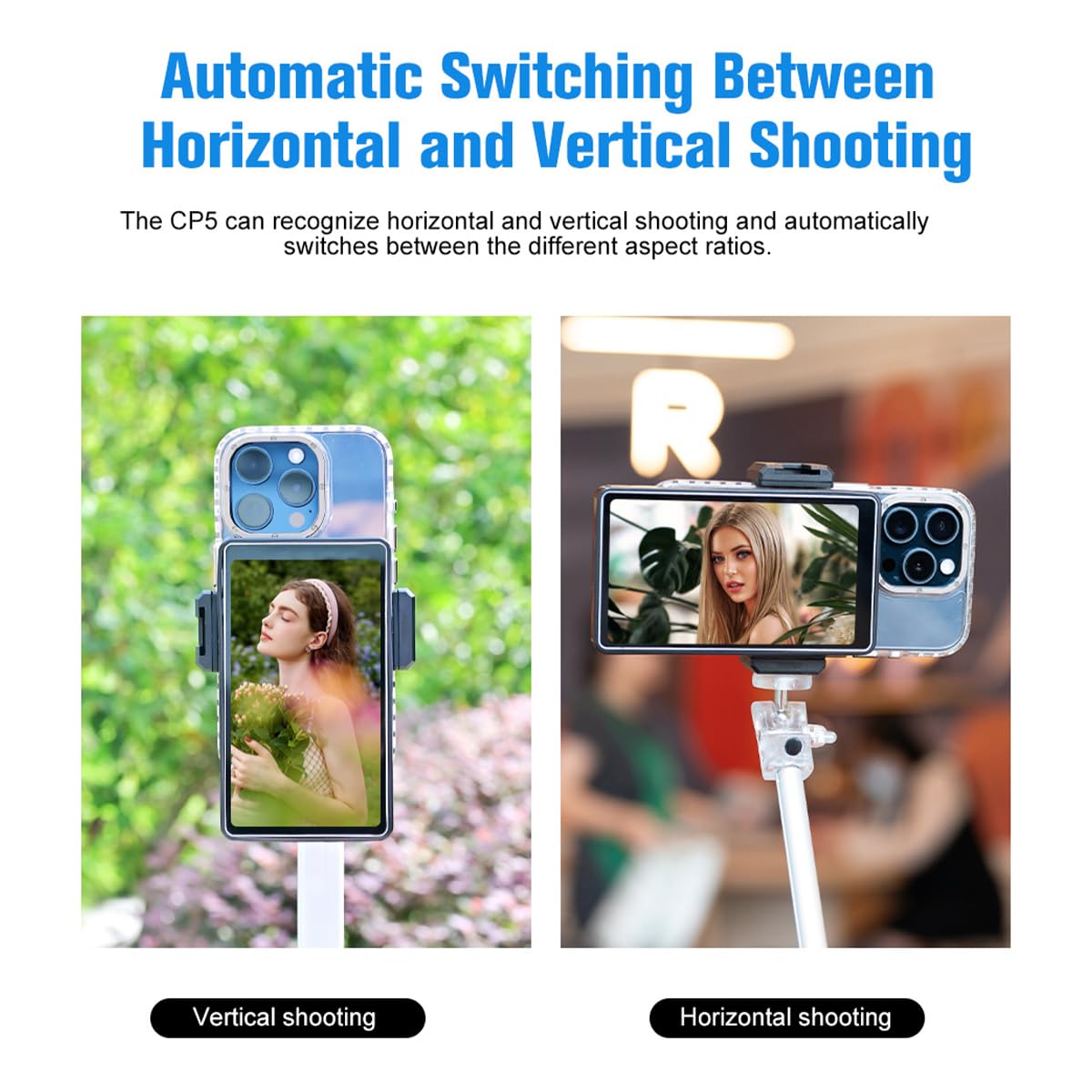 5 Inch FHD 1080P Touch Screen CP5 Phone Vlog Selfie Monitor with Rear Camera - Magnetic Silicone Case Included, Compatible with iPhone - Perfect for Live Streaming, TikTok Videos & Content Creation