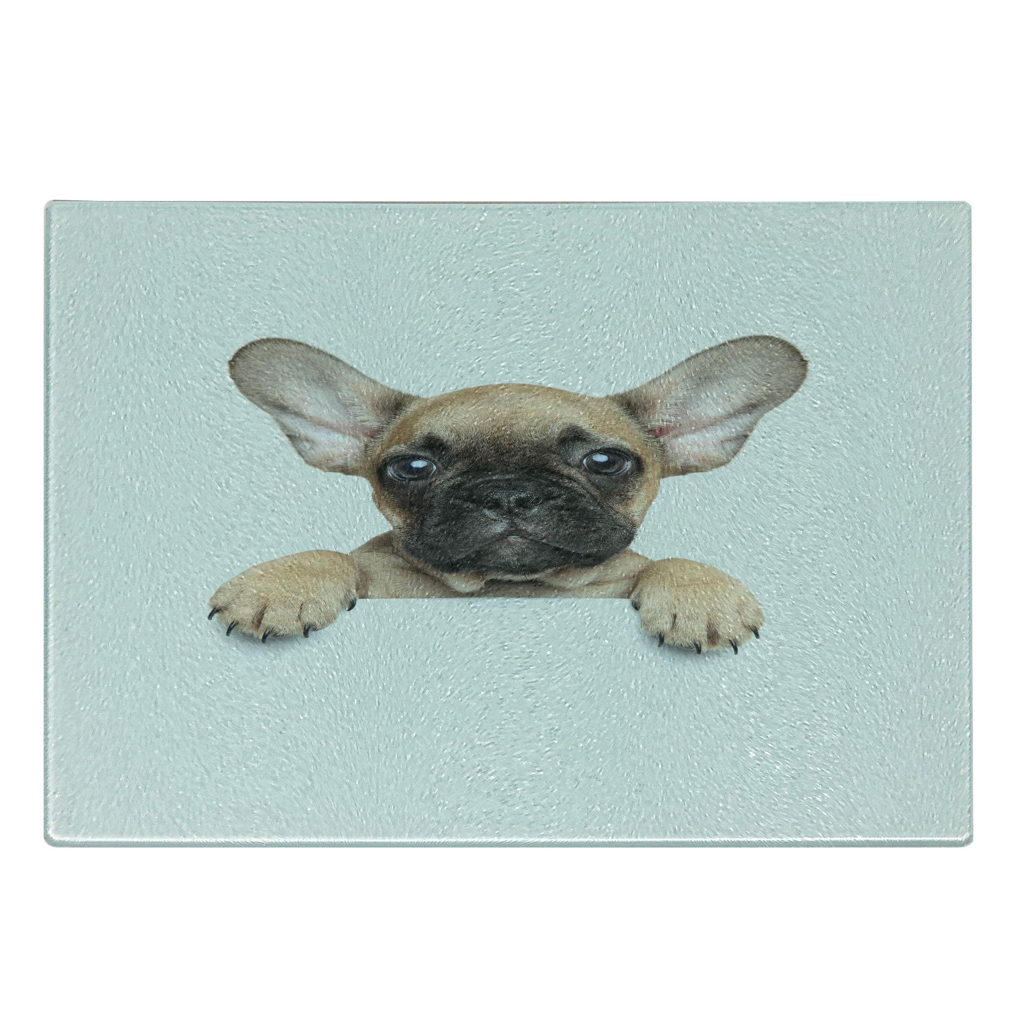 Ambesonne Bulldog Cutting Board - Pedigree Puppy Close-Up Photo Print, Tempered Glass Serving Board for Pet Lovers - Small Size (Sand Brown/White) - Perfect for Kitchen Decor, Cheese Platters & Pet-Themed Parties