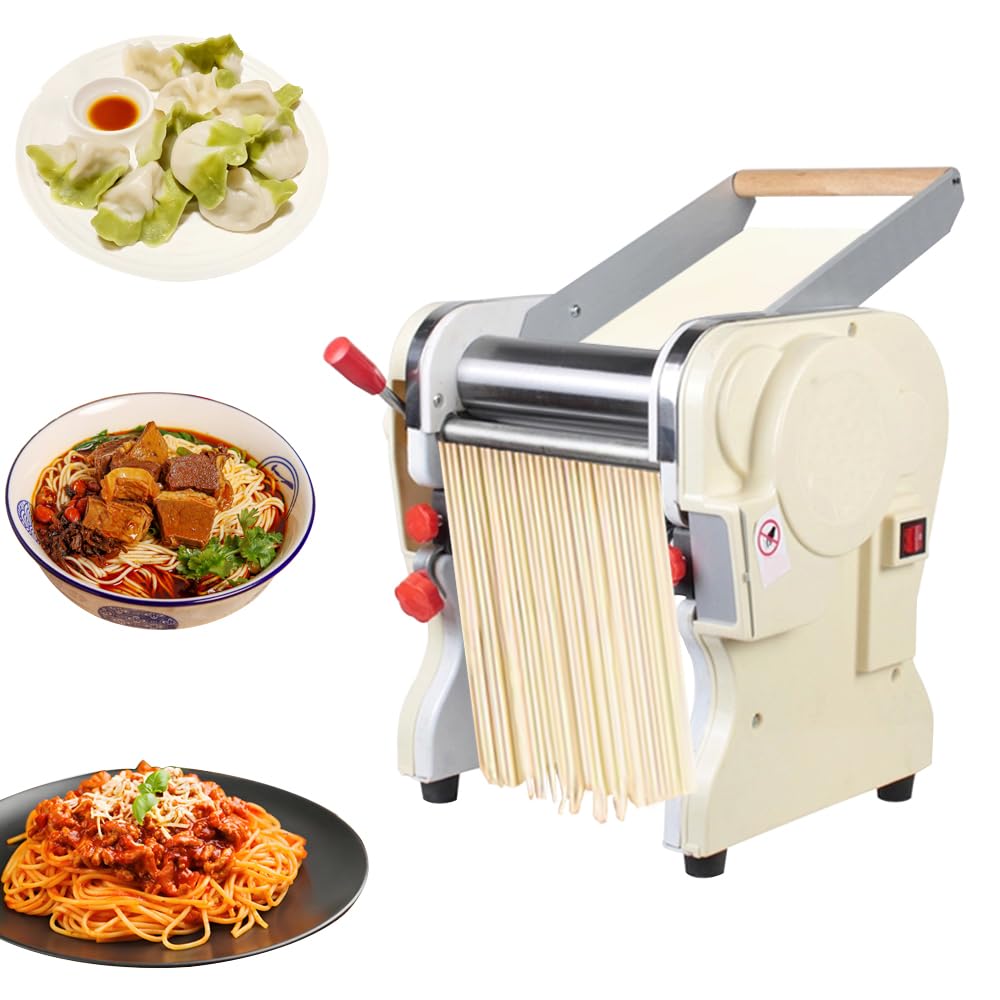 INTBUYING Electric Pasta Maker Machine - Stainless Steel Automatic Noodle Maker with 3mm Round Cutter & Adjustable Thickness for Home & Commercial Use | Perfect for Italian Cuisine, Restaurant Kitchen & Homemade Pasta