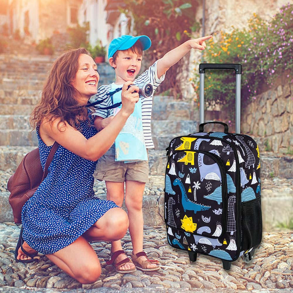 AGSDON Kids Luggage with Rolling Wheels - Cute Travel Suitcase for Boys & Girls, Toddler Carry-On for Airplane, School Trips & Family Vacations