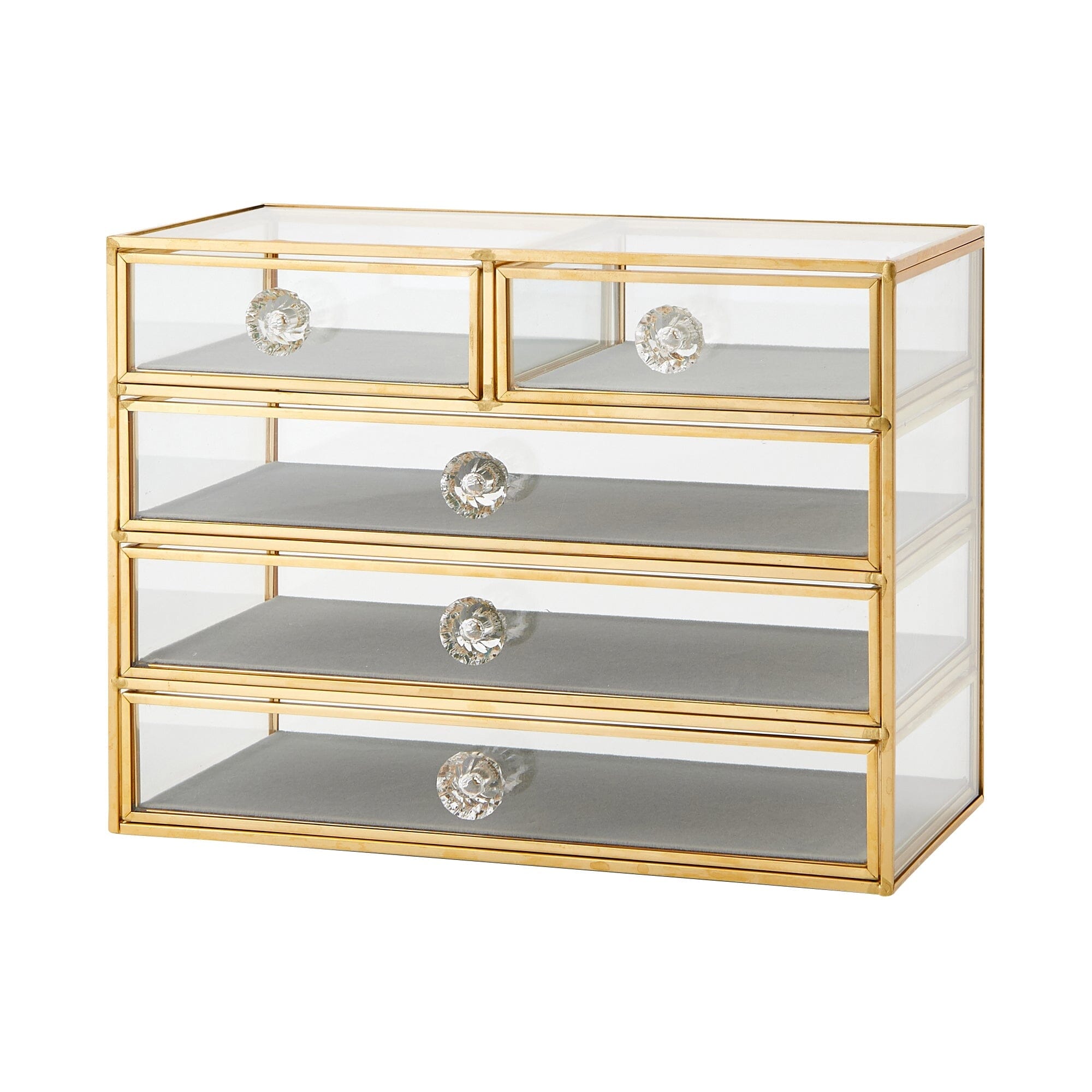 4-Section Glass Drawer Organizer for Jewelry, Makeup & Office Supplies - Perfect for Vanity, Bathroom & Closet Storage