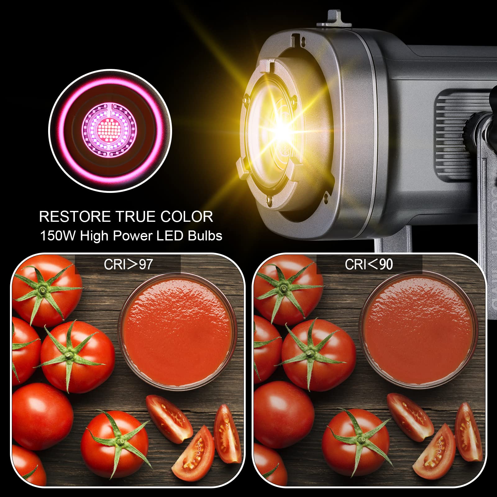 GVM 150W RGB LED Video Light Kit - 2700K-7500K Bi-Color Continuous Lighting for Photography & Videography with Lantern Softbox, Stand & 8 Lighting Effects (CRI 97+) - Perfect for YouTube Studio, TikTok Videos, Product Photography and Live Streaming