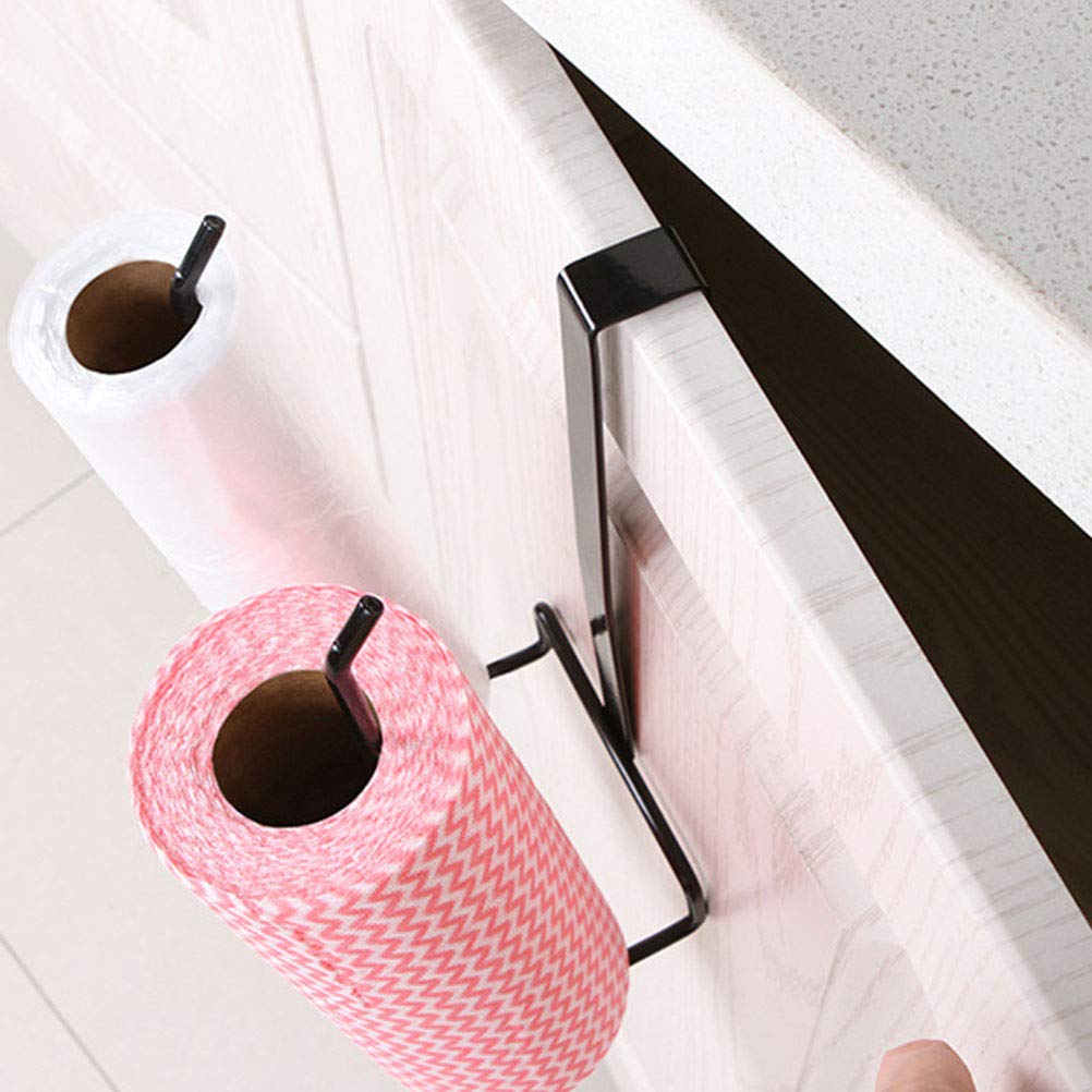 2-Pack No Punch Under Cabinet Paper Towel Holder & Toilet Tissue Organizer - Space-Saving Kitchen Storage for Paper Towels, Plastic Wrap & More - Perfect for Under Sink, Pantry or Cabinet Door Organization