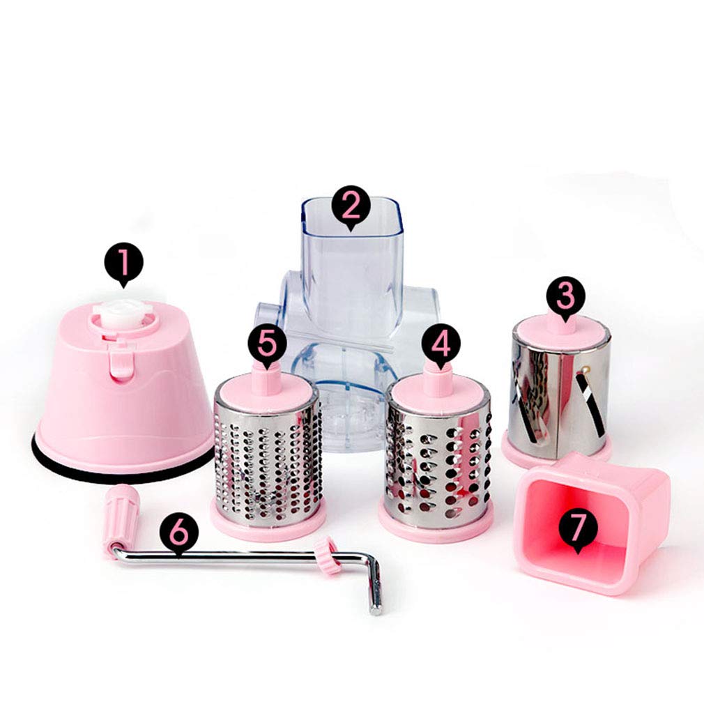 Premium Rotary Cheese Grater & Vegetable Slicer - 3-in-1 Detachable Mandoline with 3 Blades, Suction Cup Base & Rotary Drum - Perfect for Shredding Cheese, Slicing Veggies & Meal Prep in Kitchens