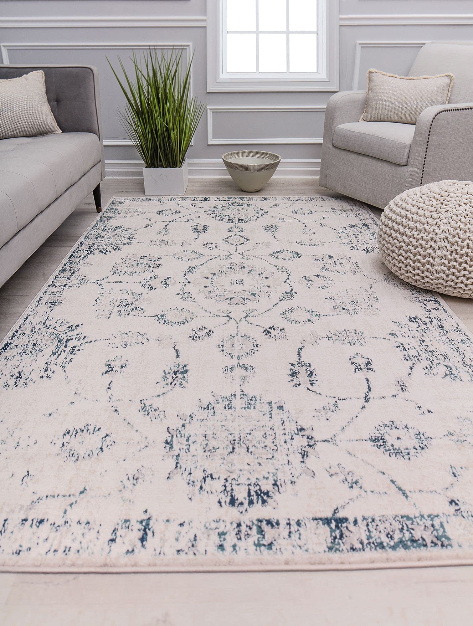 Rugs America Cora CL50B Admiral Blue Vintage Transitional Area Rug 5'3