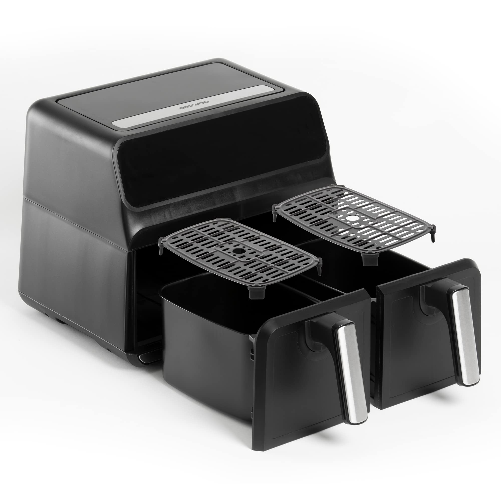 Daewoo 8L Digital Air Fryer with Dual Drawers & Sync Function - Healthy Oil-Free Cooking for Baking, Roasting, Dehydrating - 60-Min Timer - Perfect for Family Meals & Party Snacks