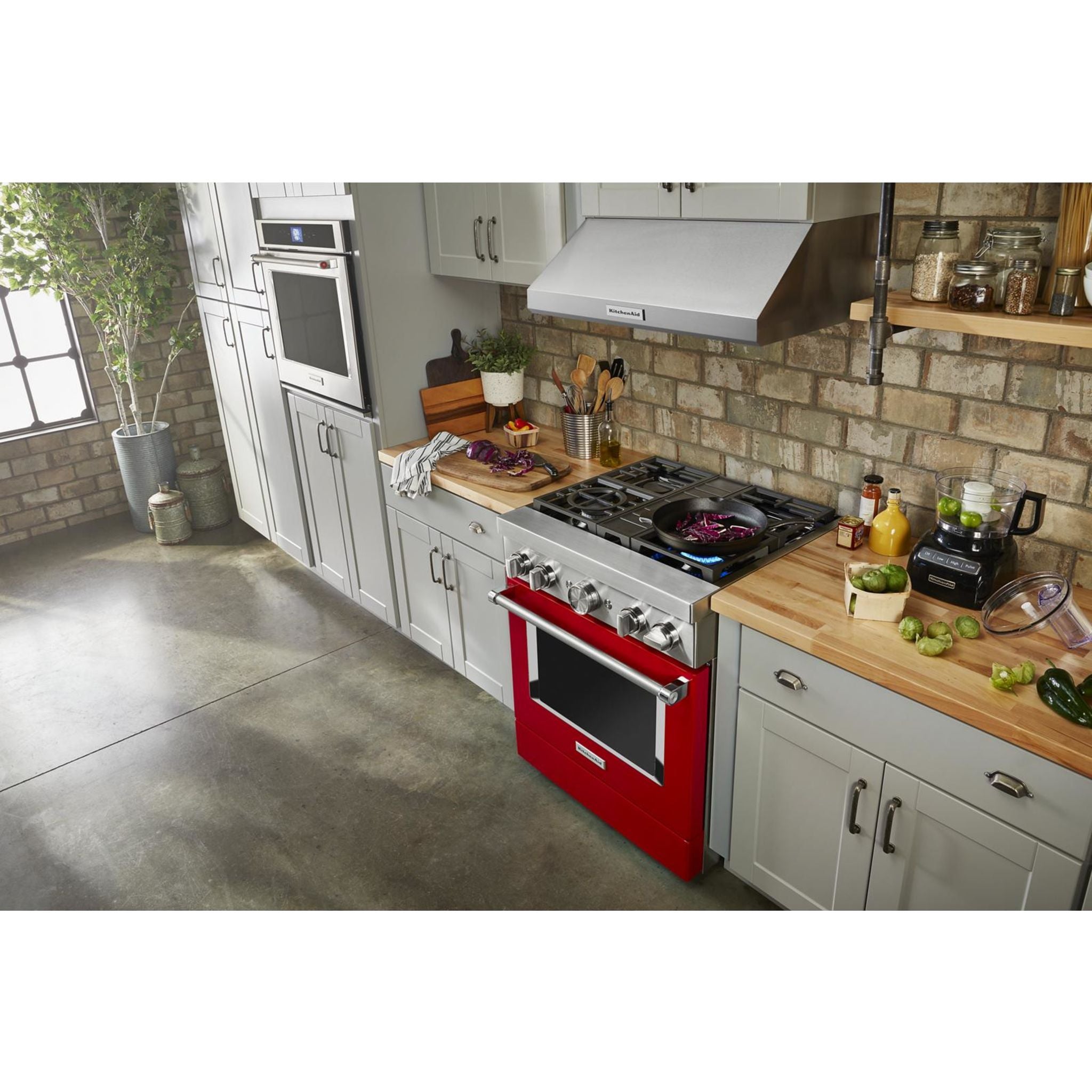 KitchenAid KFDC500JPA 30-Inch Dual Fuel Range with 5 Burners - Passion Red | Professional Gas Cooktop & Electric Oven | Perfect for Home Chefs & Modern Kitchens