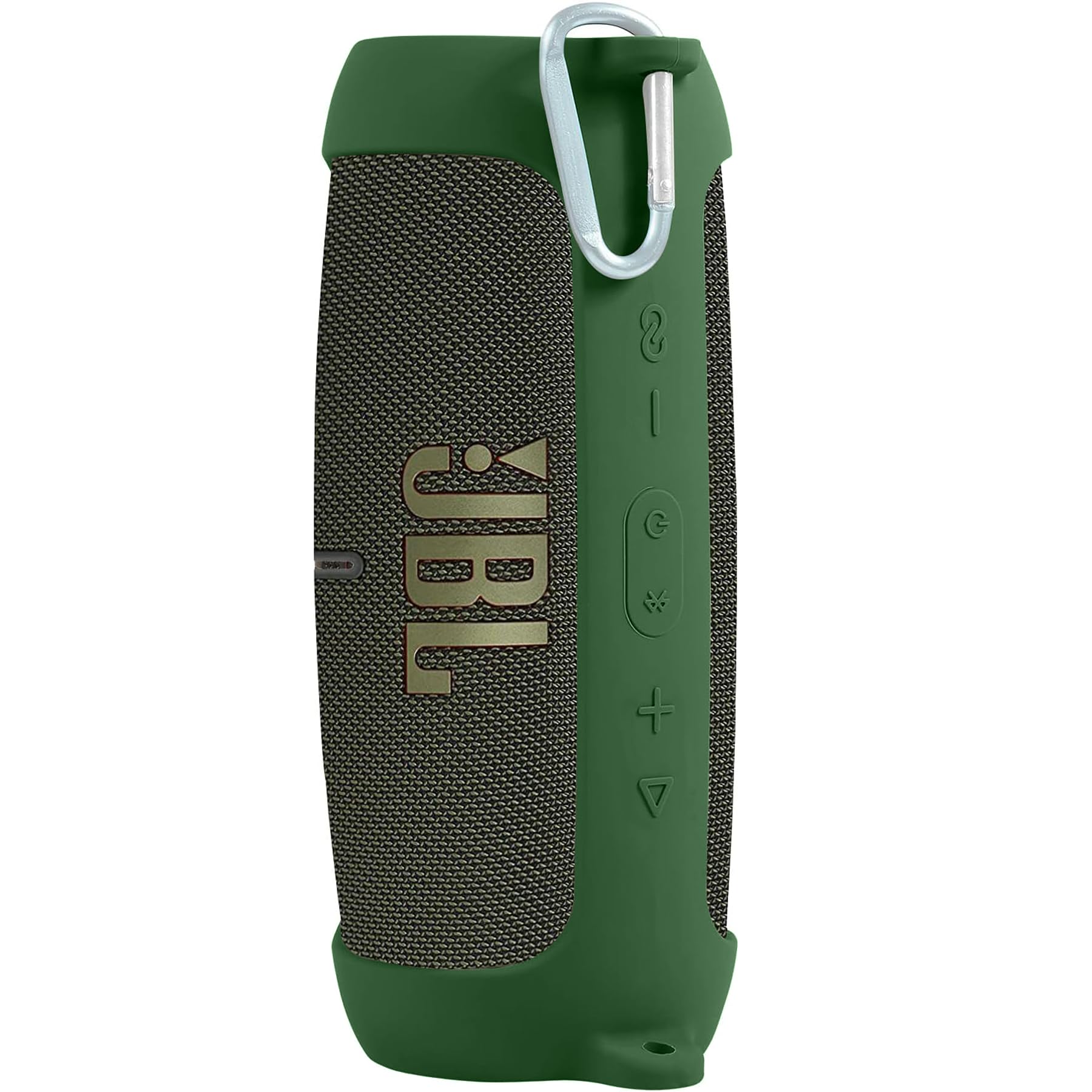 JBL Charge 5 Waterproof Bluetooth Speaker Silicone Protective Cover Case - Shockproof Skin with Carabiner Clip for Travel, Outdoor, Beach & Pool Use (Green)