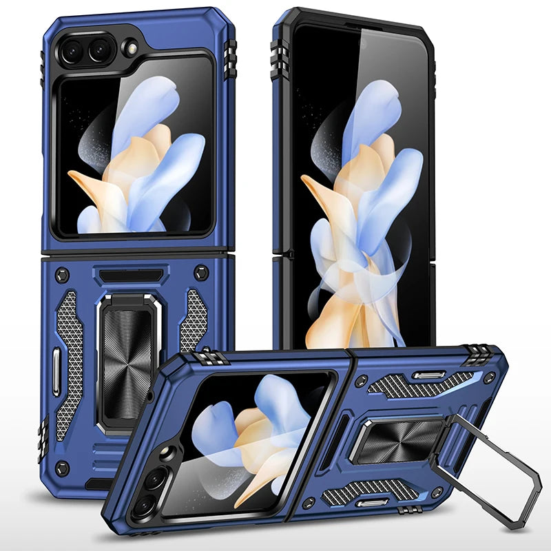 Samsung Galaxy Z Flip 6 Rugged Armor Case with Slide Window Lens - Shockproof Protective Cover for Outdoor Activities & Daily Use