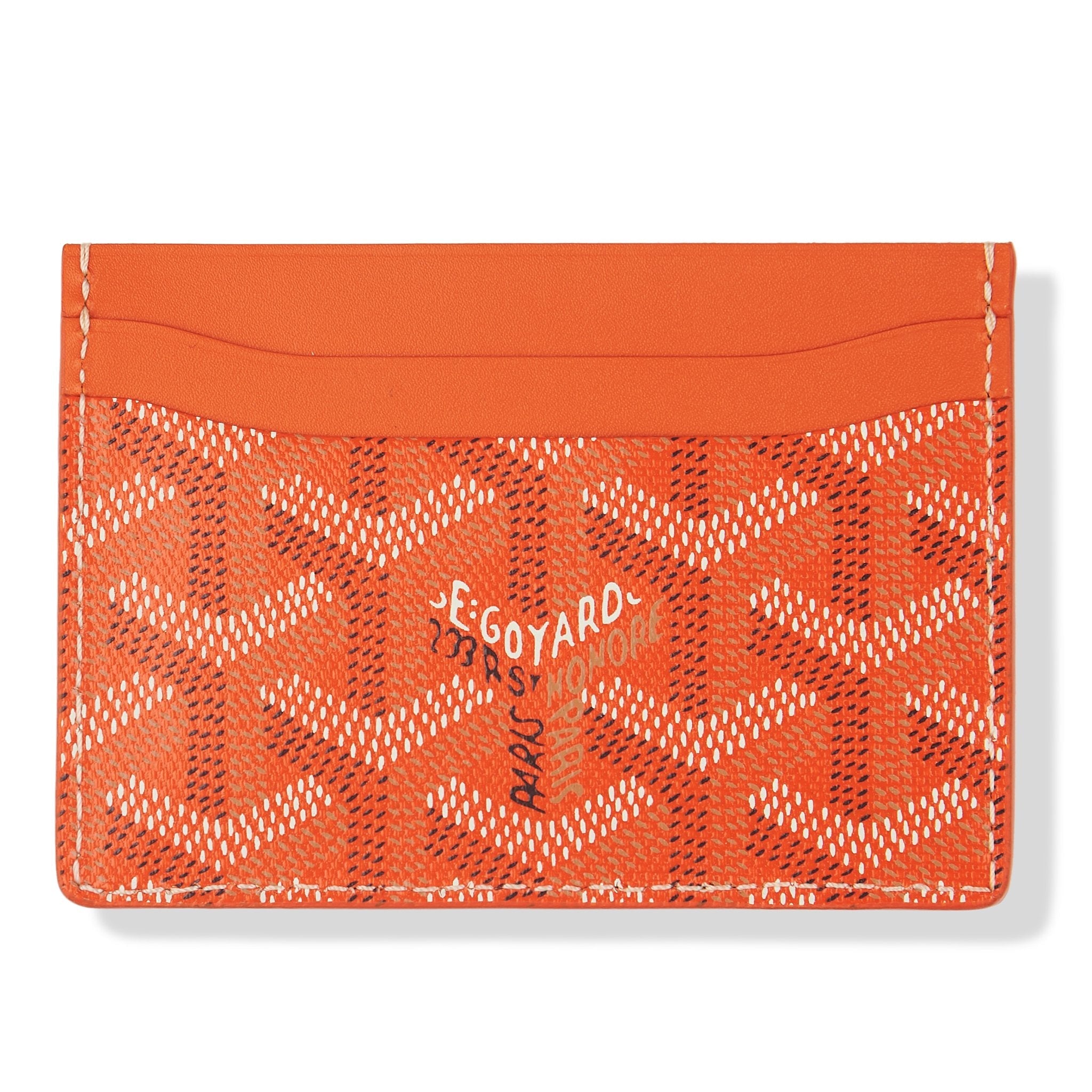 Goyard Saint Sulpice Orange Leather Card Holder - Luxury Slim Wallet for Men & Women - Perfect for Everyday Use, Travel, and Business