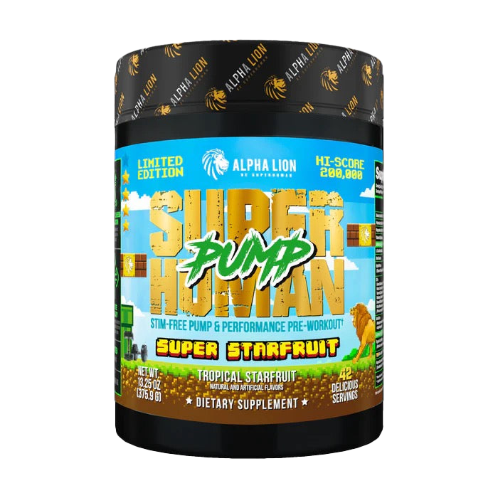 Alpha Lion SuperHuman Pump Pre-Workout Supplement - 367g (Super Starfruit Flavor) for Enhanced Energy, Focus & Muscle Pumps - Ideal for Gym, Bodybuilding & Fitness Training