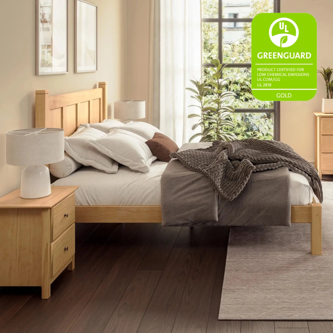 Shaker Panel Platform Bed Frame - Solid Wood Queen Size Bed with Storage, Modern Minimalist Design for Bedroom - Perfect for Small Spaces, Guest Rooms & Apartments