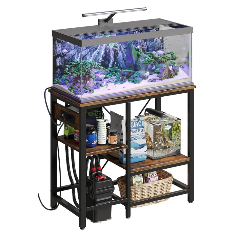 Bestier 20/37/40/50 Gallon Aquarium Stand with Power Outlets - Heavy Duty Metal Fish Tank Cabinet for Living Room, Bedroom & Office Decor