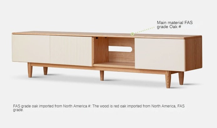 Modern Oak Solid Wood TV Stand with Storage - Stylish Entertainment Center for Living Room, Bedroom & Home Theater