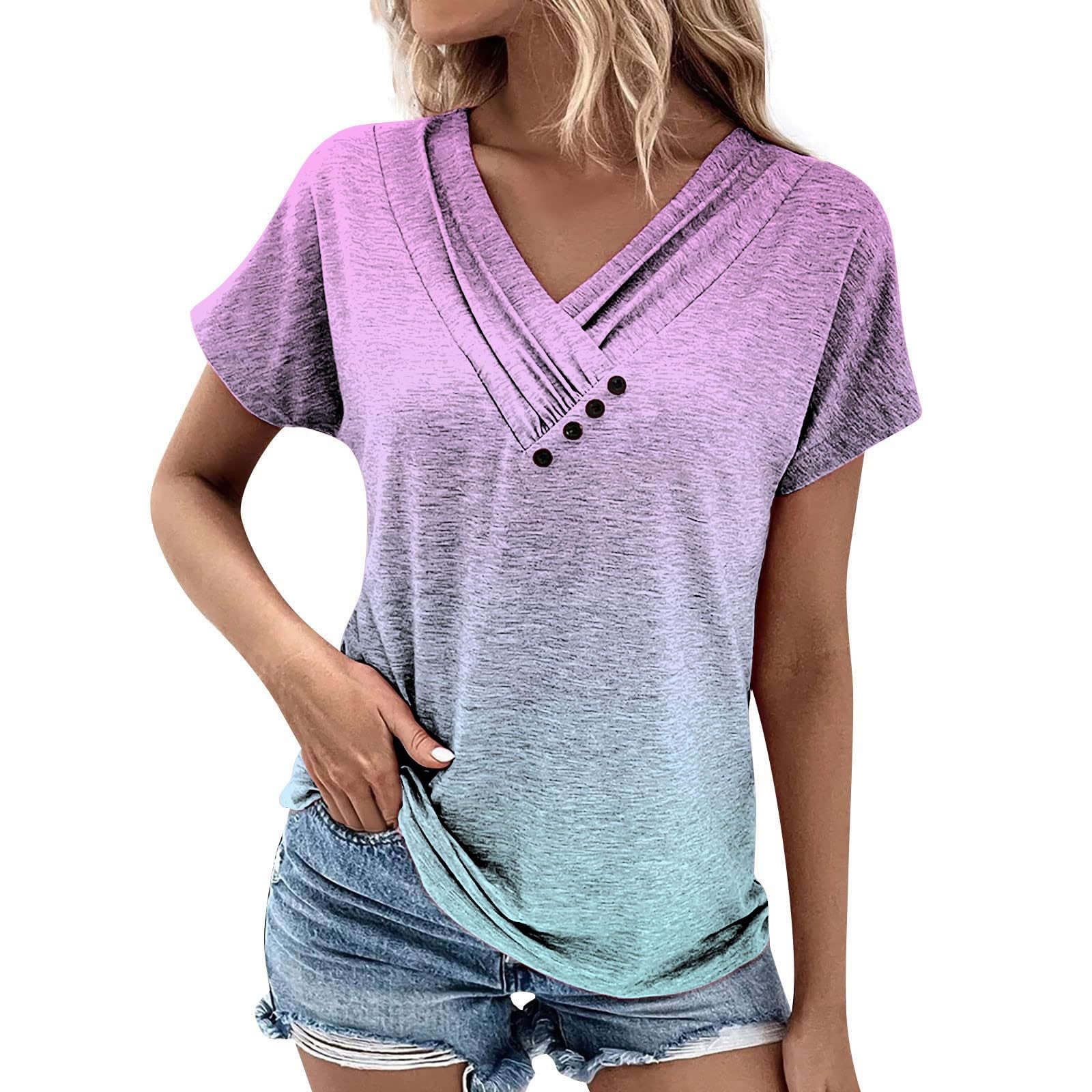 JRUUOJCIT Women's Professional Work Blouses - Short Sleeve Button Up T-Shirts & V-Neck Casual Tunic Tops | Perfect for Office Wear, Business Casual & Everyday Outfits