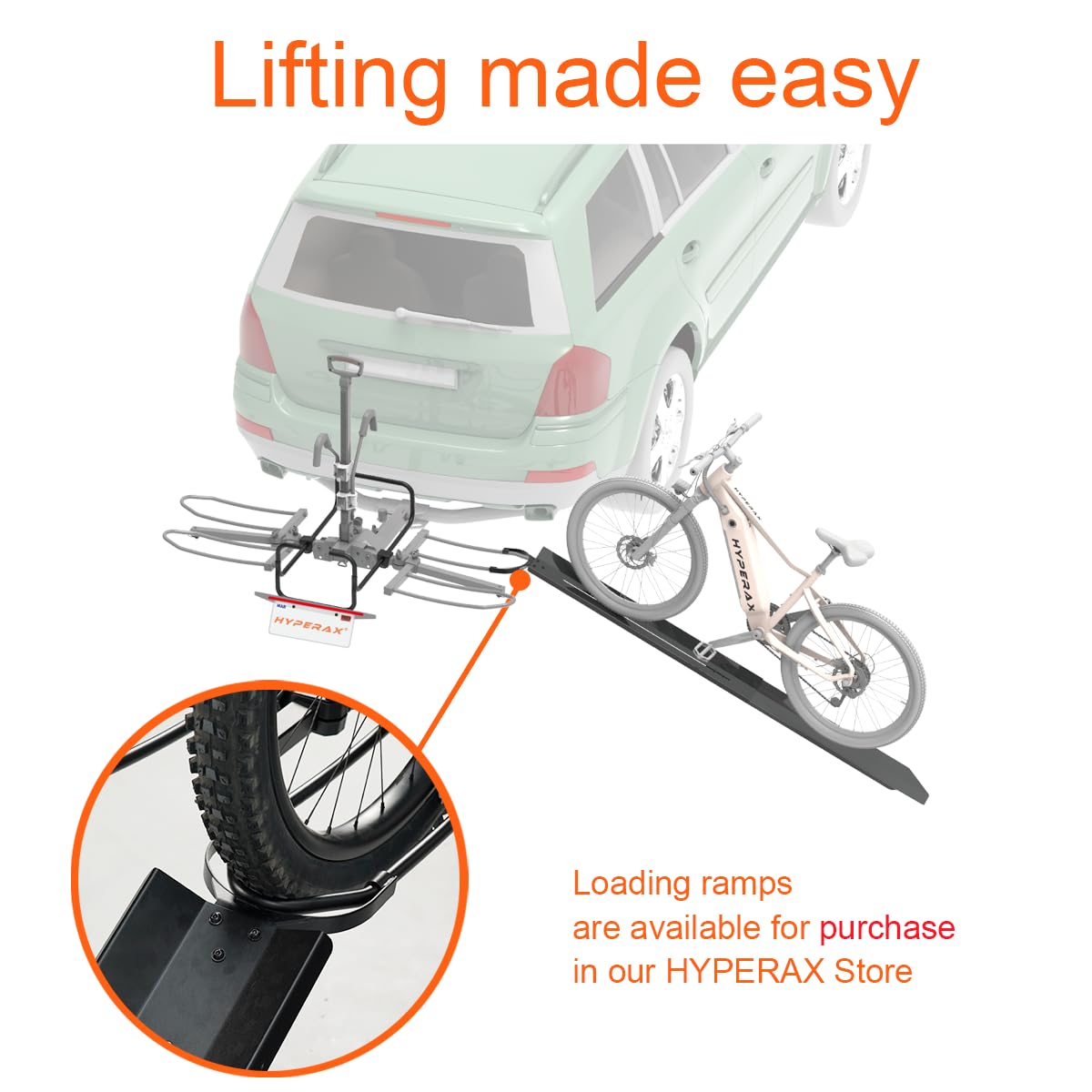 HYPERAX 2023 Volt RV-Approved 2-Bike Hitch Mount Rack for eBikes - Fits RV, Camper, Motorhome, Trailer & Toad with 2
