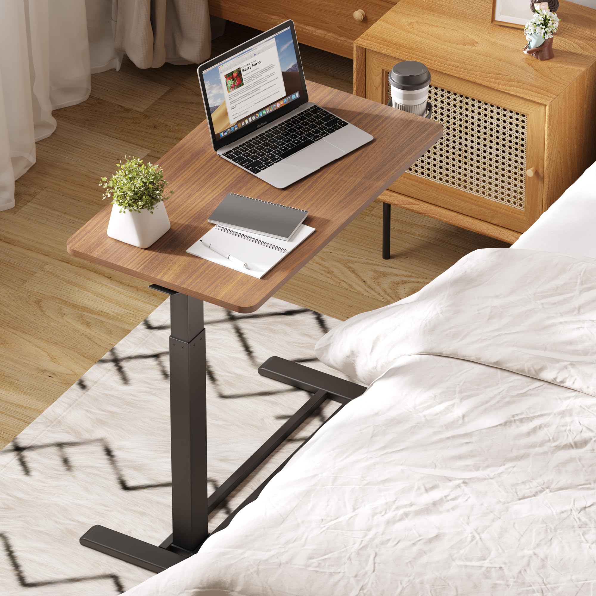 FLEXISPOT Mobile Standing Desk with Wheels - Adjustable Height Rolling Laptop Cart, Pneumatic Sit Stand Workstation for Home & Office (31.5
