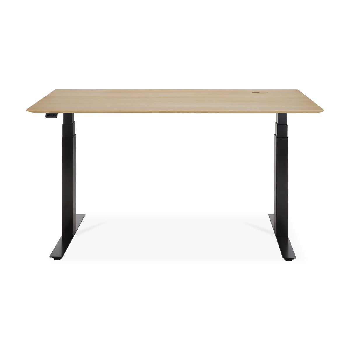 Adjustable Rectangle Desk with Cable Management - 140cm (Oak & Black) | Ergonomic Home Office & Study Desk for UK Workspaces