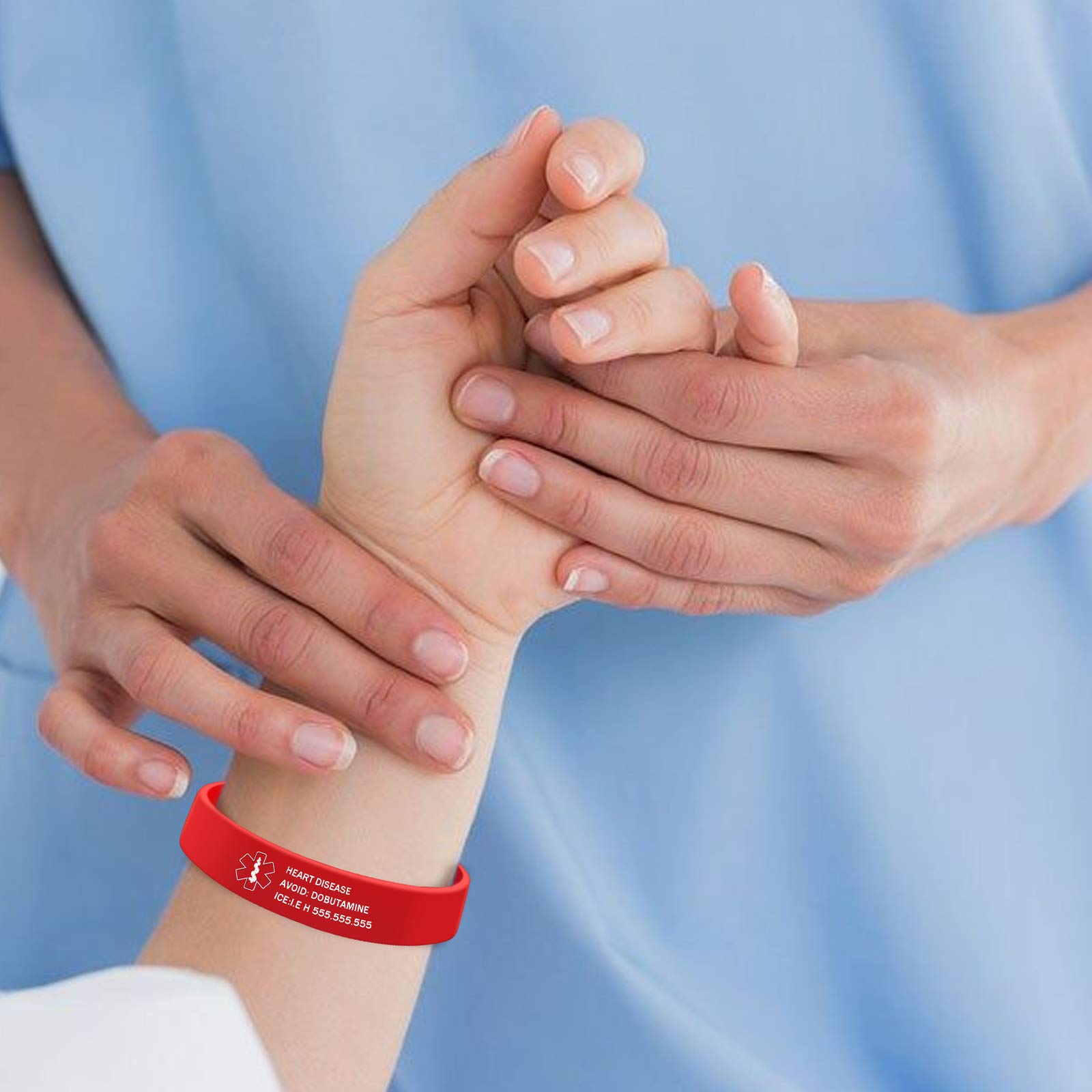 Custom Silicone Medical Alert ID Bracelets for Men & Women - Personalized Engraved Name Waterproof Emergency Bracelet for Grandparents, Kids & Adults - Perfect for Travel, Hiking & Daily Safety