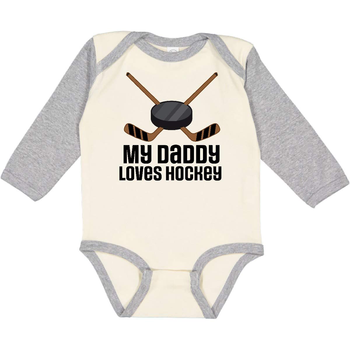 Inktastic Daddy Loves Hockey Sports Long Sleeve Baby Bodysuit - Perfect for Game Day, Family Photos & Hockey Fan Gifts