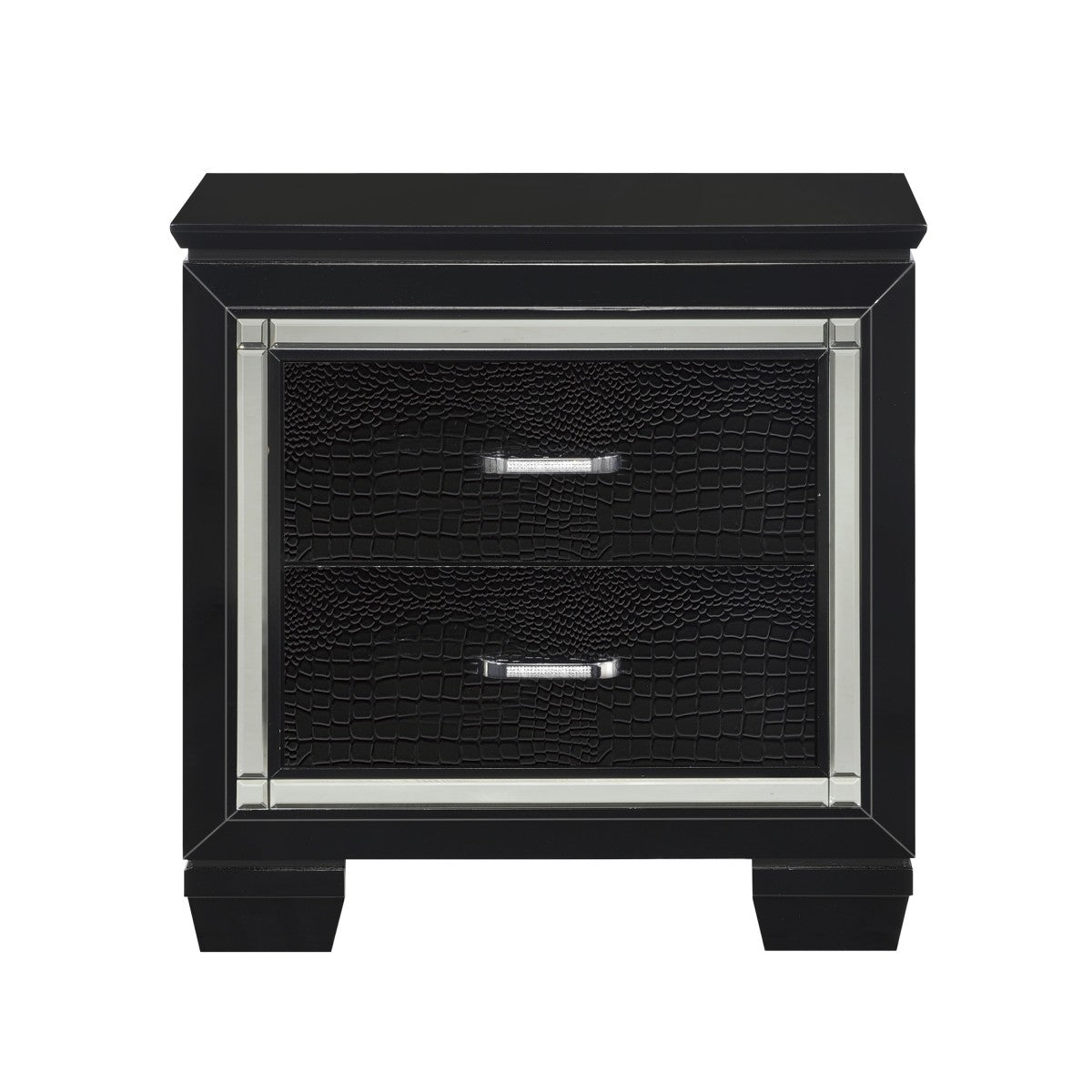 Modern Allura Black Nightstand with USB Ports - Stylish Bedside Table for Bedroom, Living Room, or Office - Perfect for Charging Devices and Storage